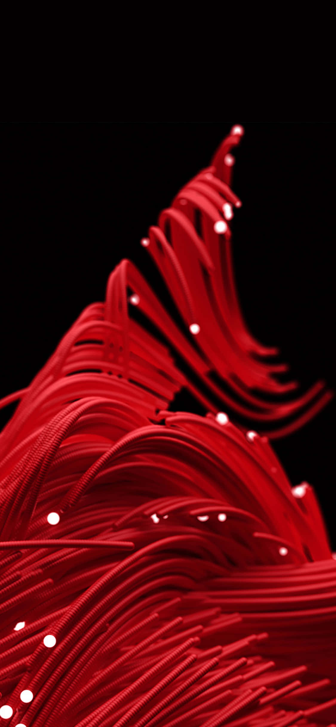 Red Christmas iPhone, vibrant red fiber optic strands, white dots, Full HD Phone Wallpaper