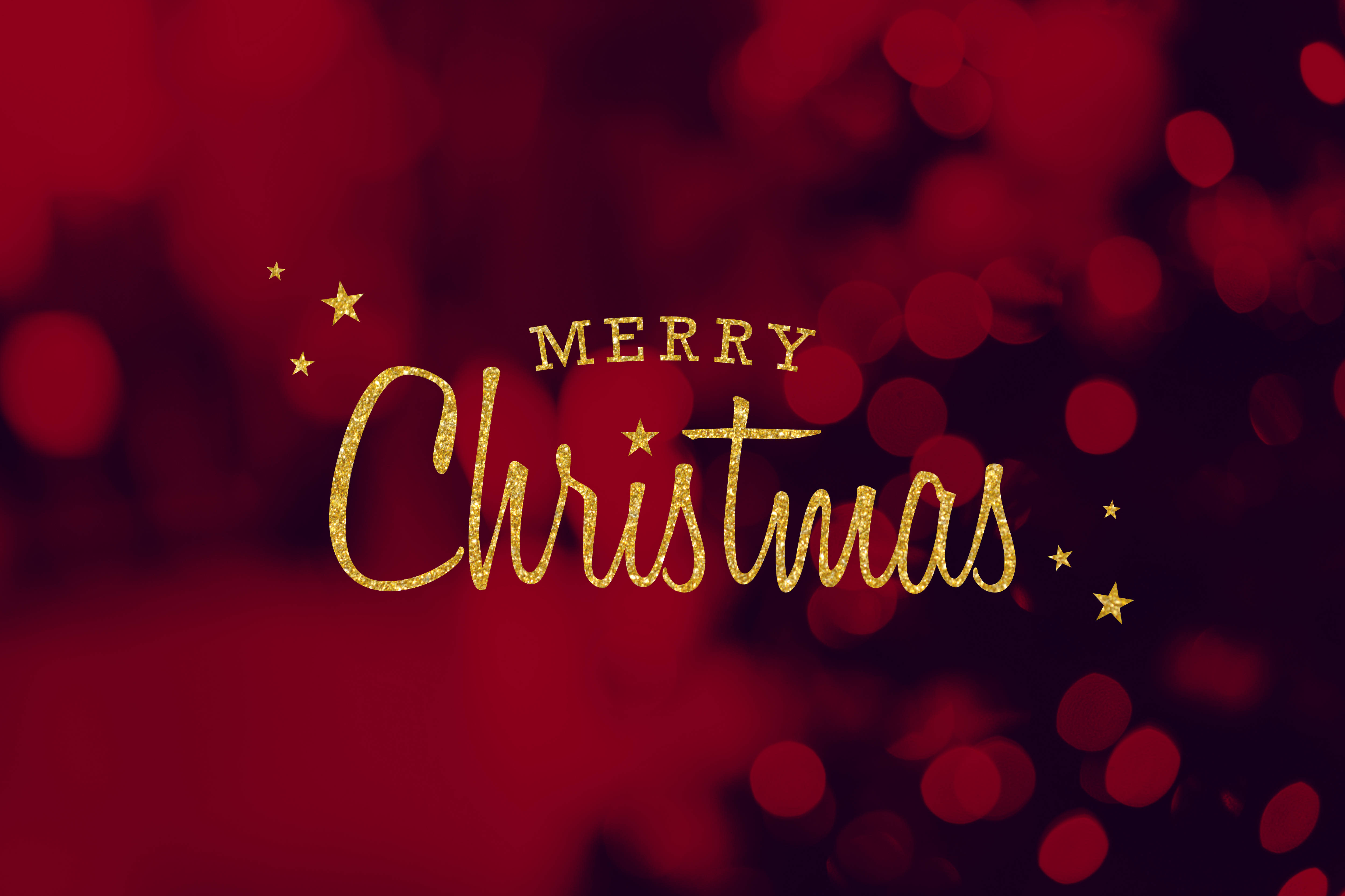 Red Christmas, Merry Christmas, golden glittery, 4K Desktop Wallpaper