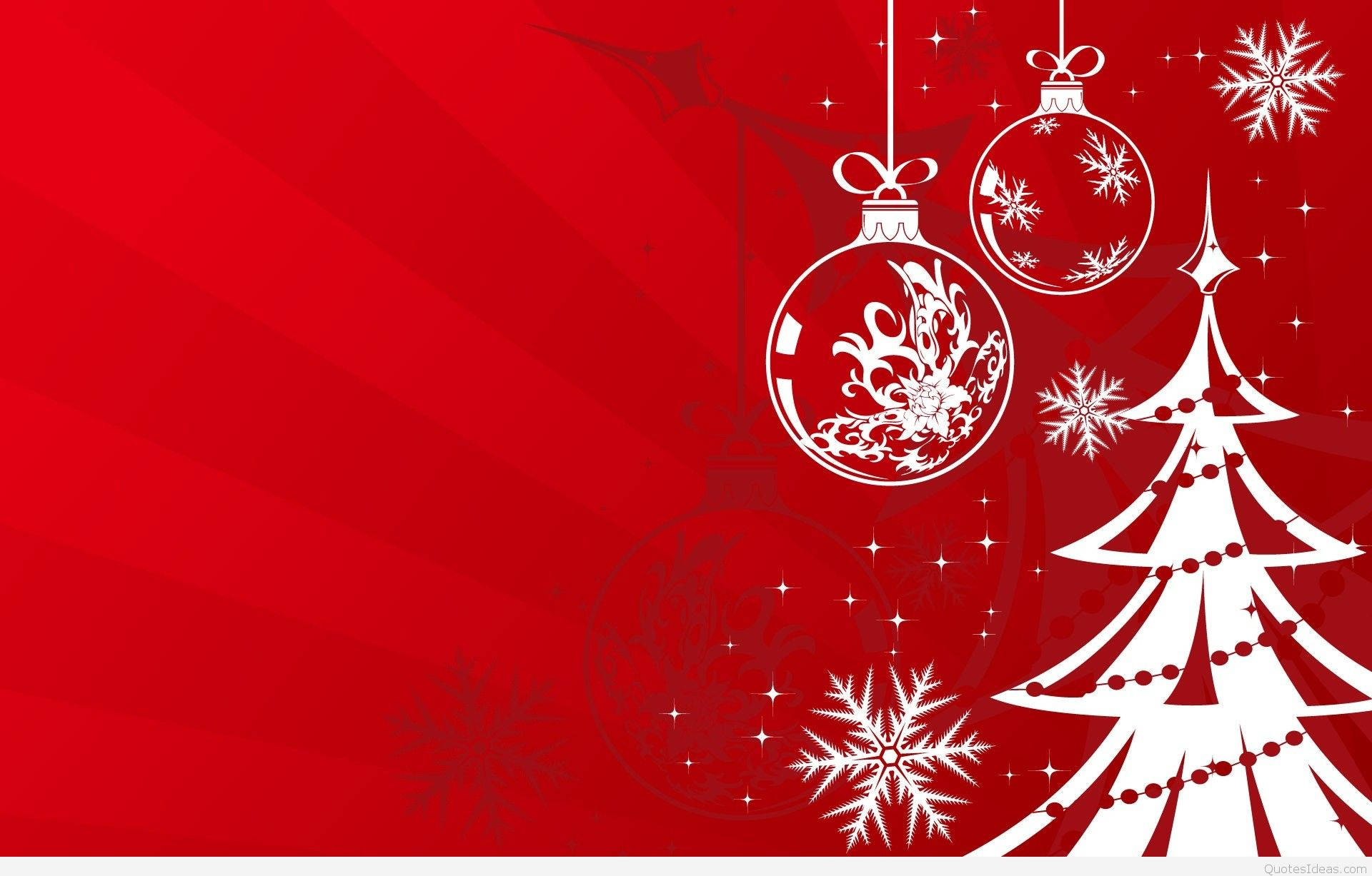 Red Christmas, vibrant red gradient background, white Christmas ornaments, Full HD Desktop Wallpaper