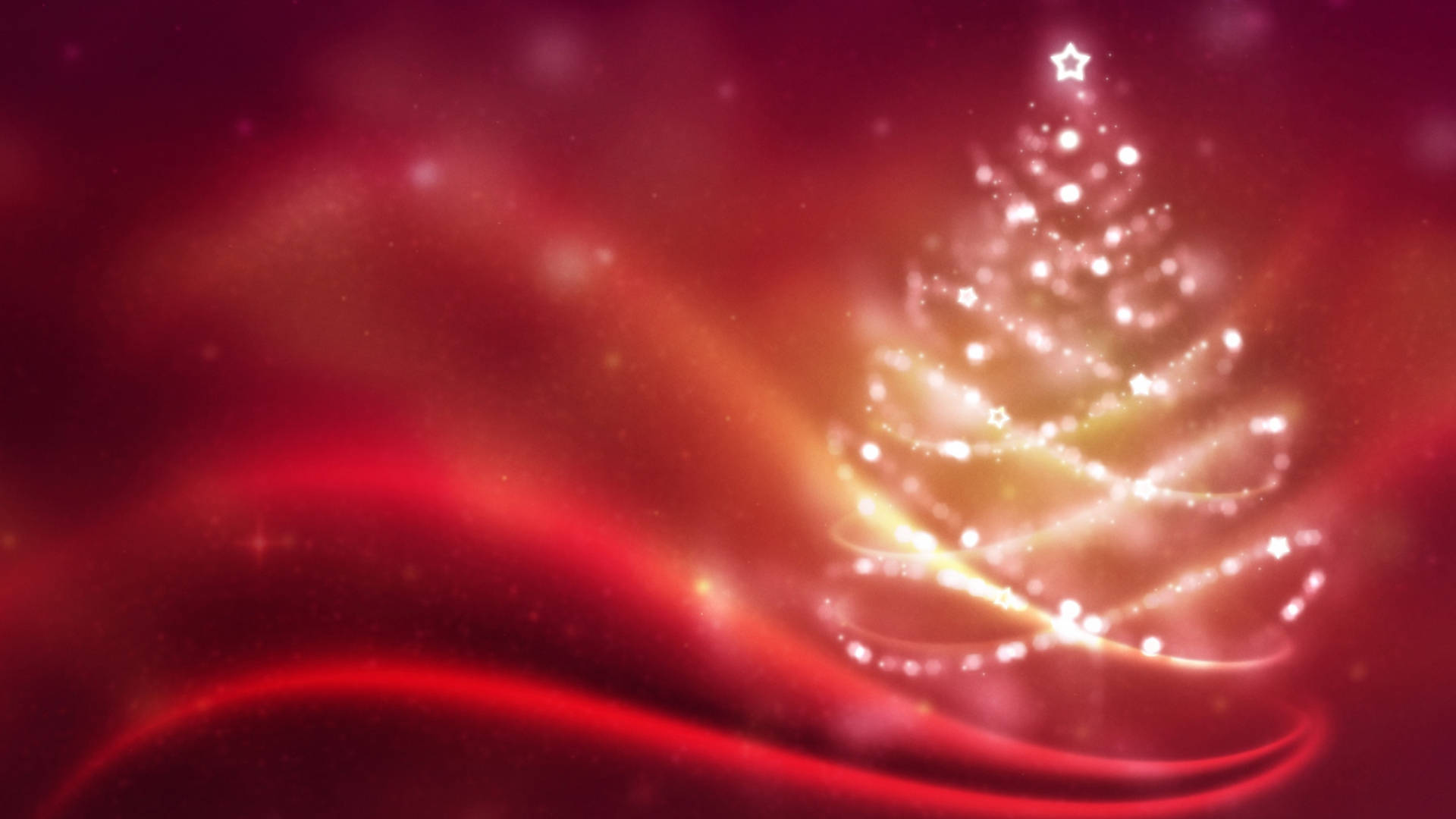glowing golden Christmas tree, sparkling lights, star, Full HD Desktop Wallpaper