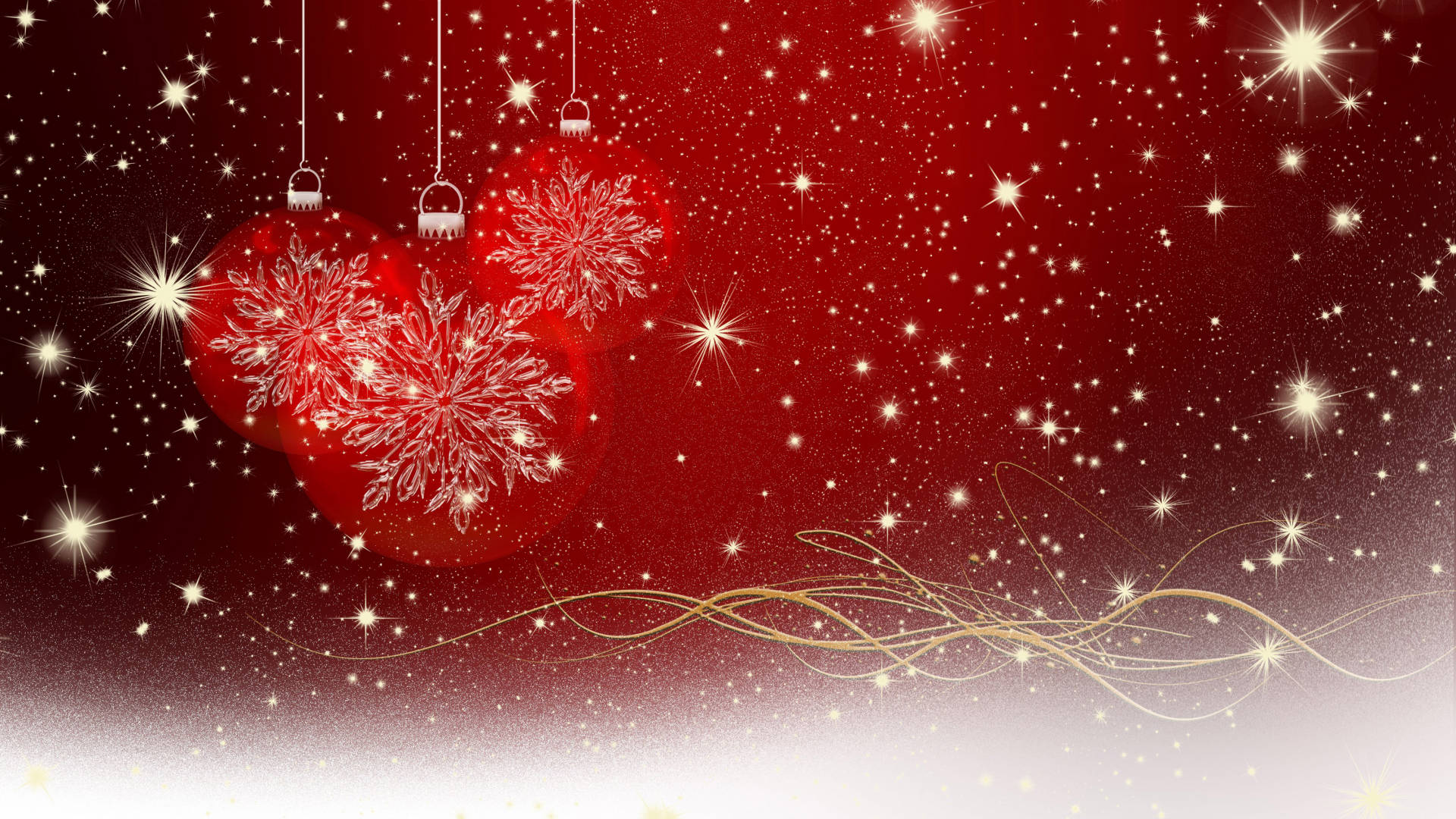 glittery red Christmas background, red snowflake ornaments, sparkling red gradient sky, Full HD Desktop Wallpaper
