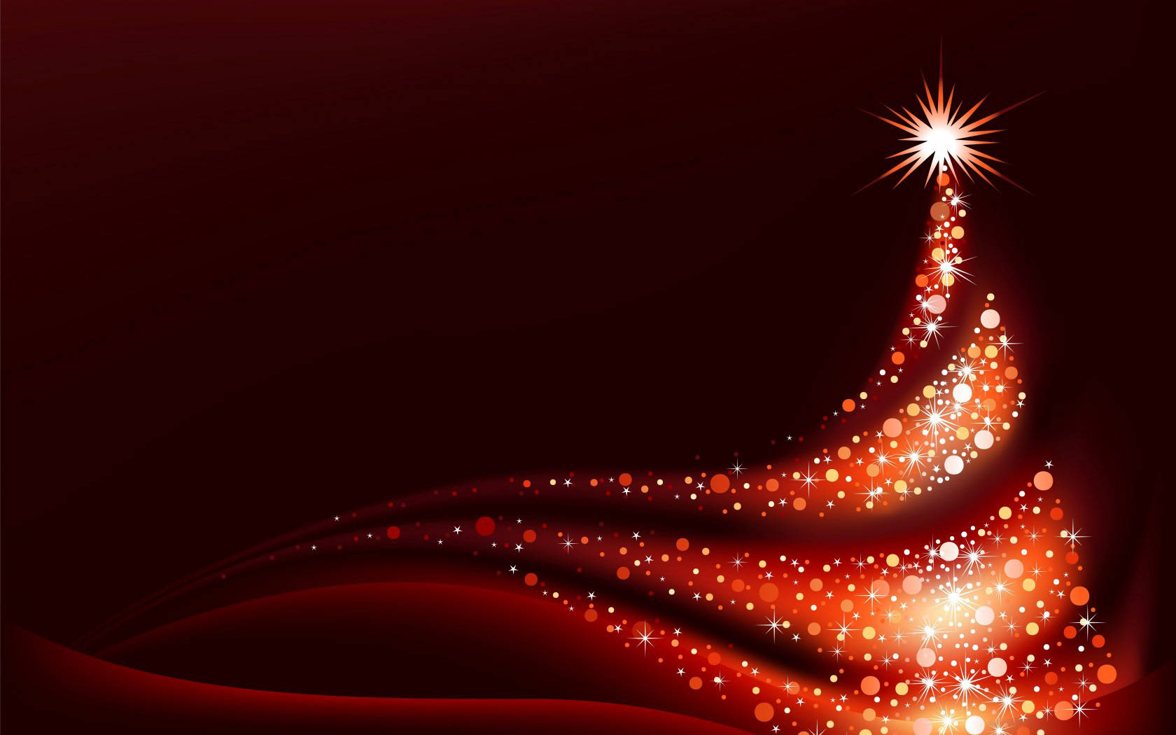 Red Christmas, festive tree, sparkling dots, HD Desktop Wallpaper