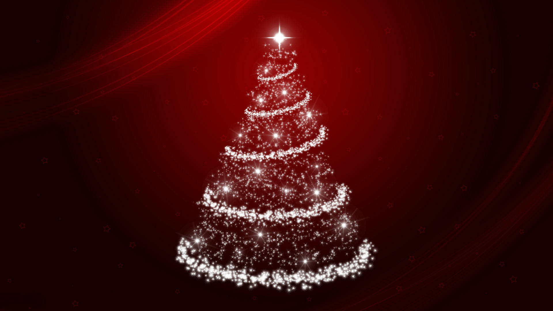 Red Christmas, glowing tree, sparkling white Christmas tree, Full HD Desktop Wallpaper