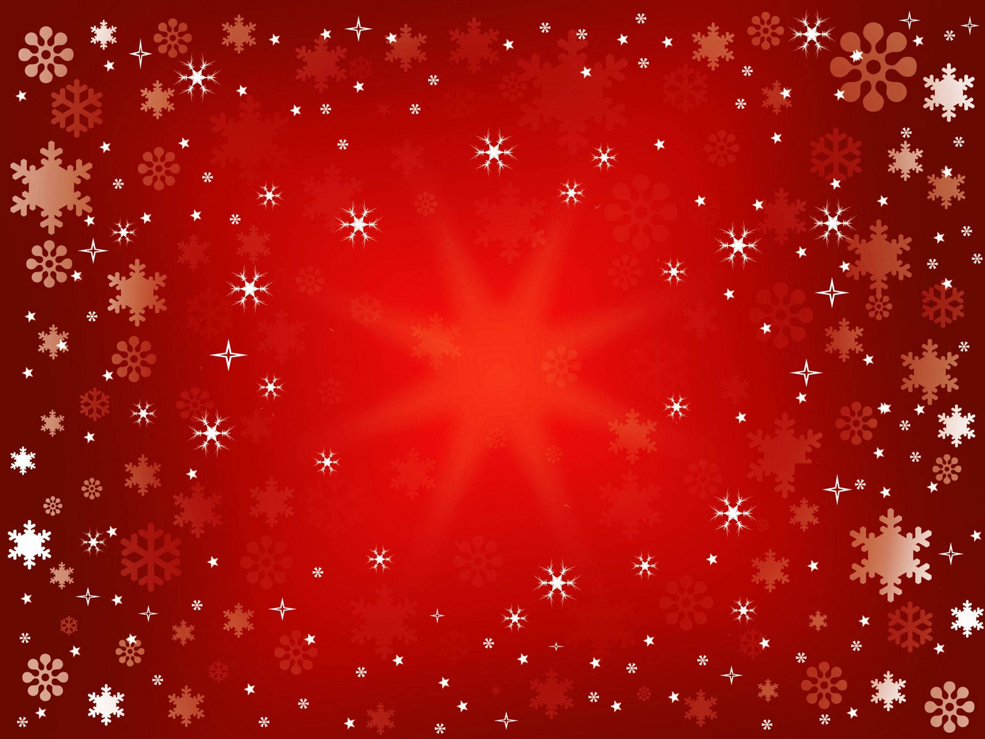 Red Christmas, glowing white snowflakes, gold snowflakes, Full HD Desktop Wallpaper