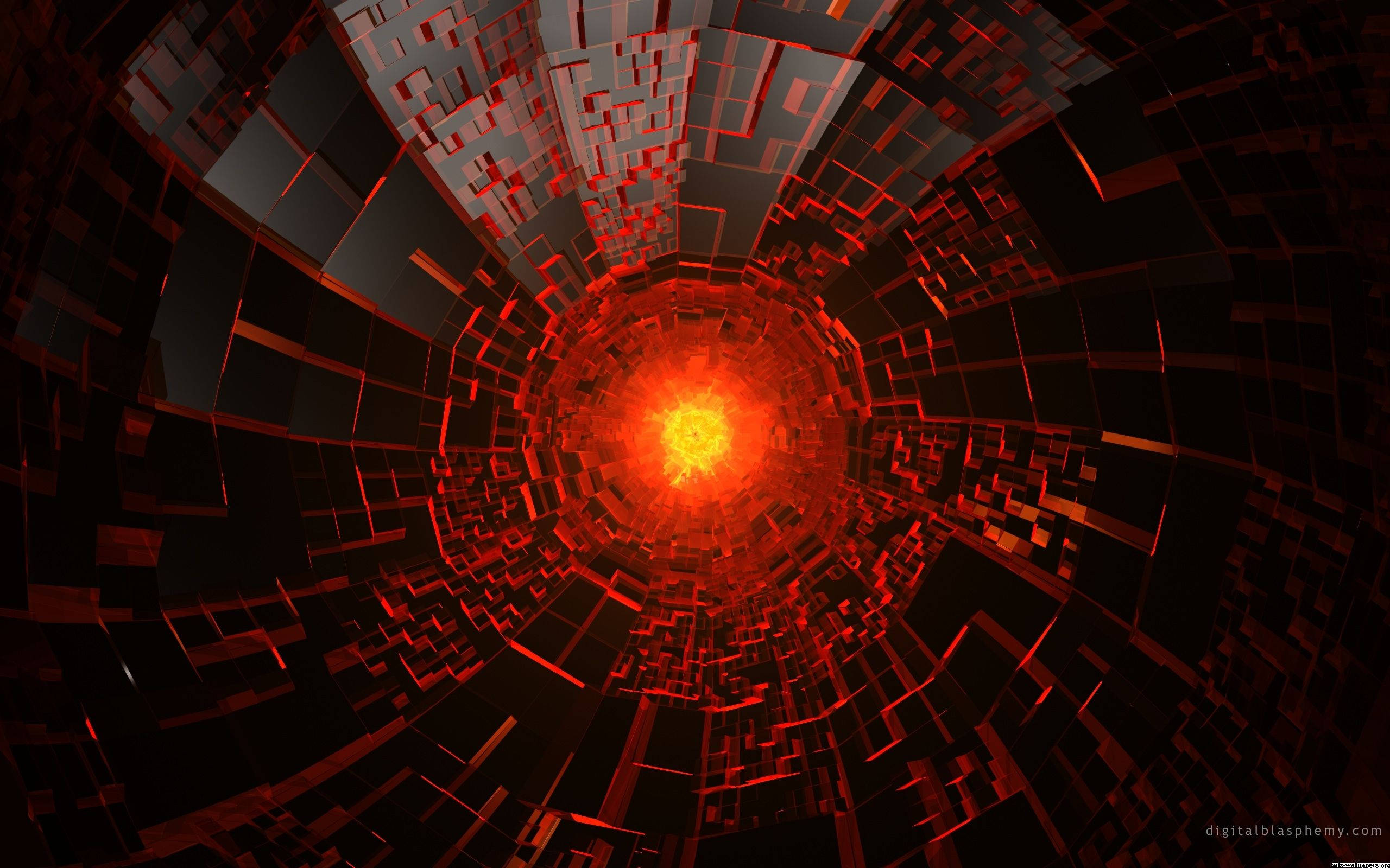 Red Circle, 3D abstract, fiery red glowing core, 2K Desktop Wallpaper