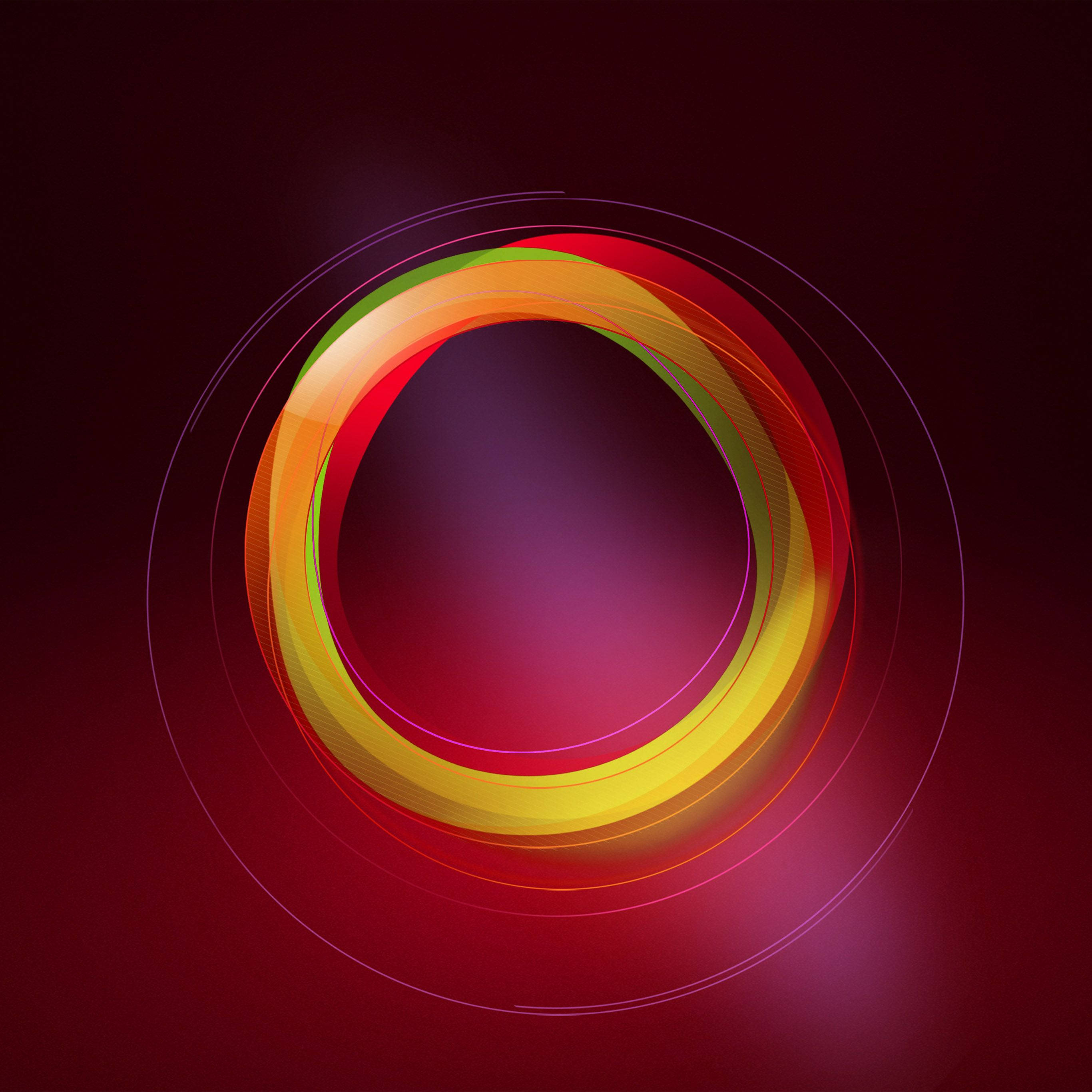 two toned red circle, red orange, yellow, 2K Desktop Wallpaper