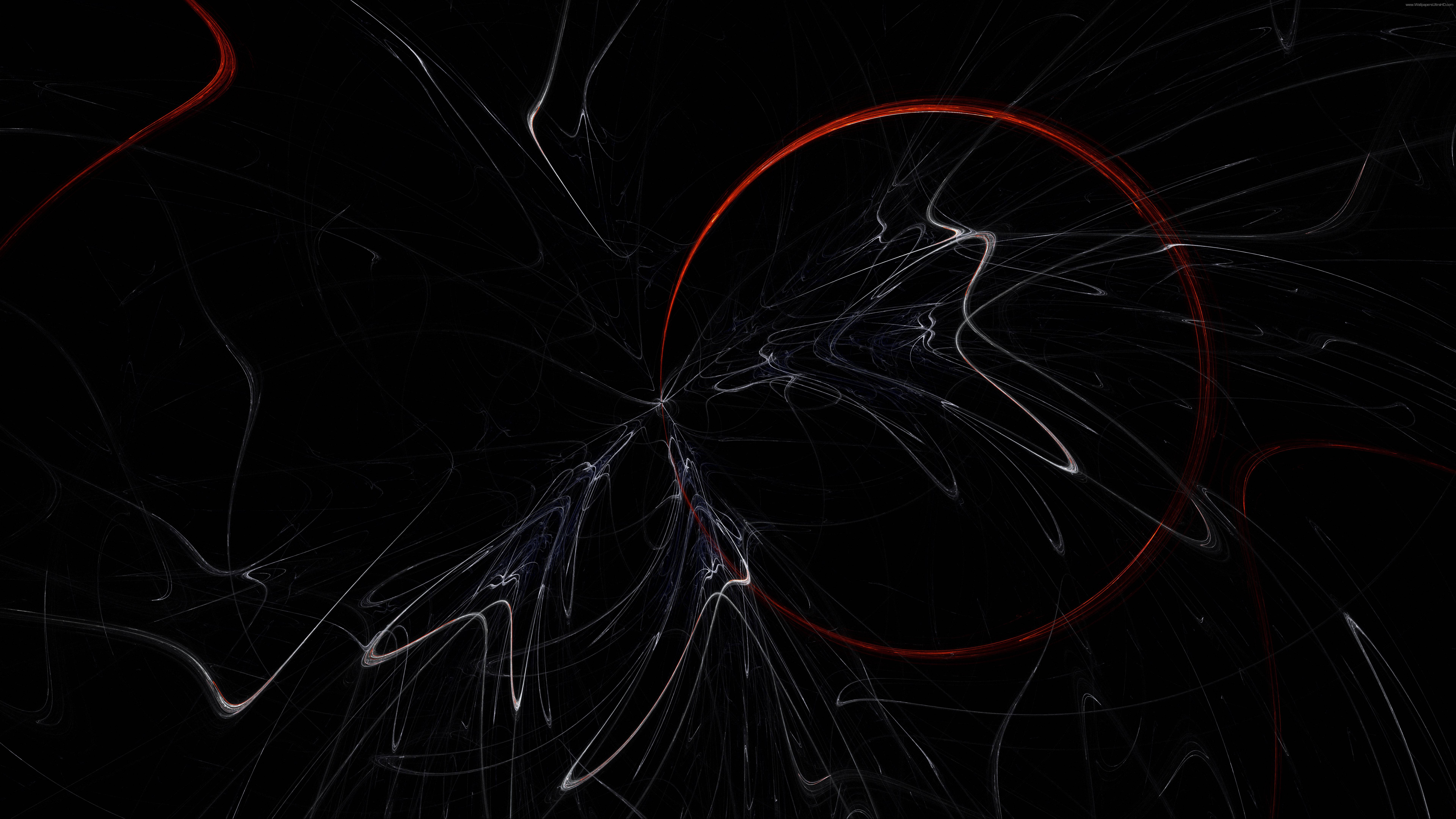 Red Circle, white strokes, fractal lines, 8K Desktop Wallpaper