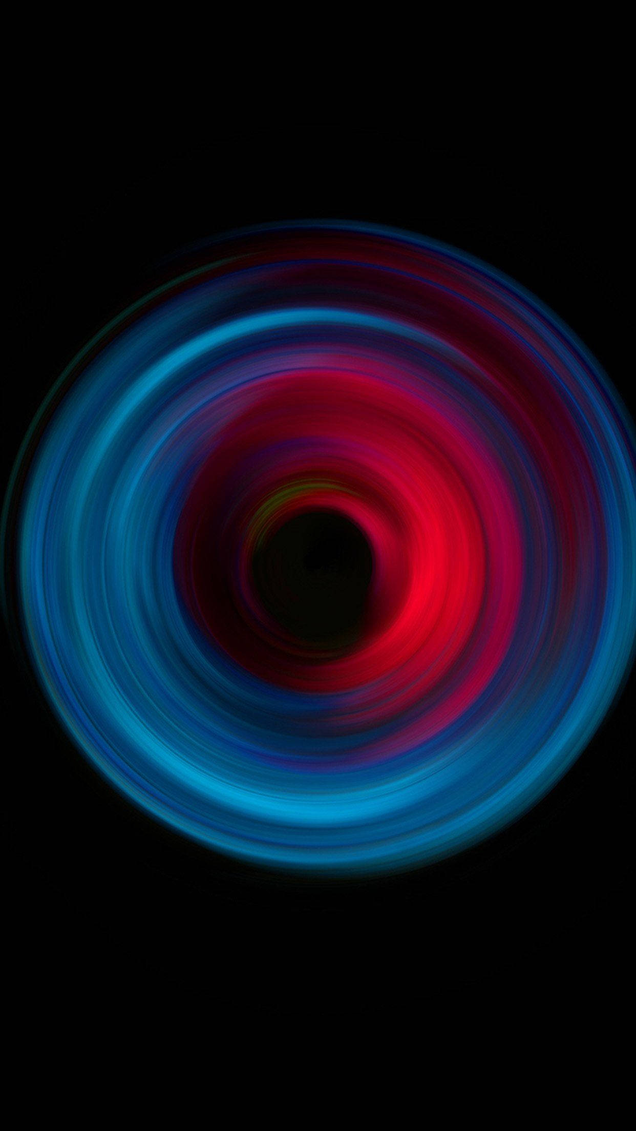 red circle, vibrant red, blue light streaks, Full HD Phone Wallpaper