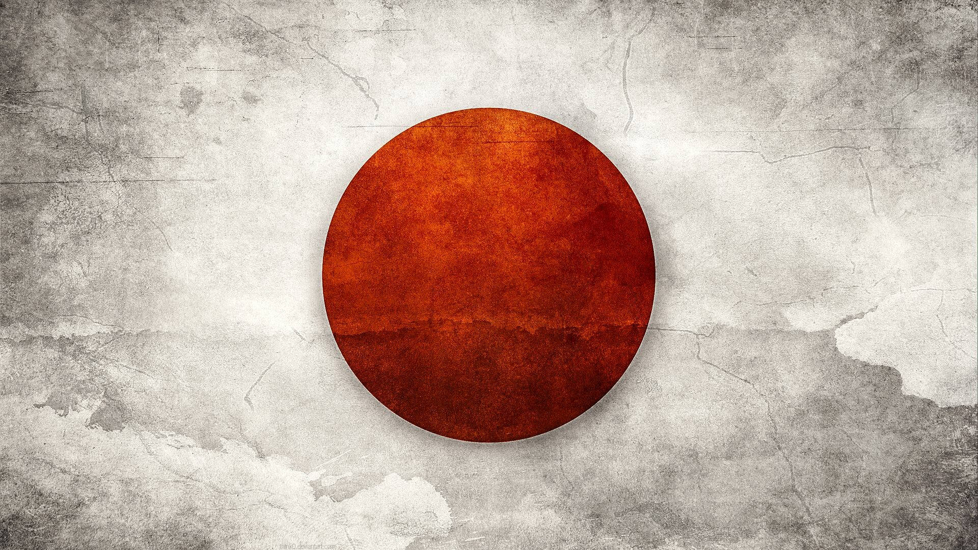 red circle, gray concrete wall, cracks, Full HD Desktop Wallpaper