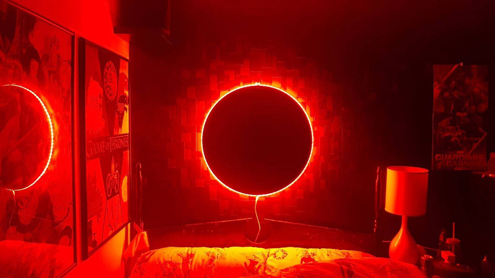 LED Light, red circle, bedroom, HD Desktop Wallpaper