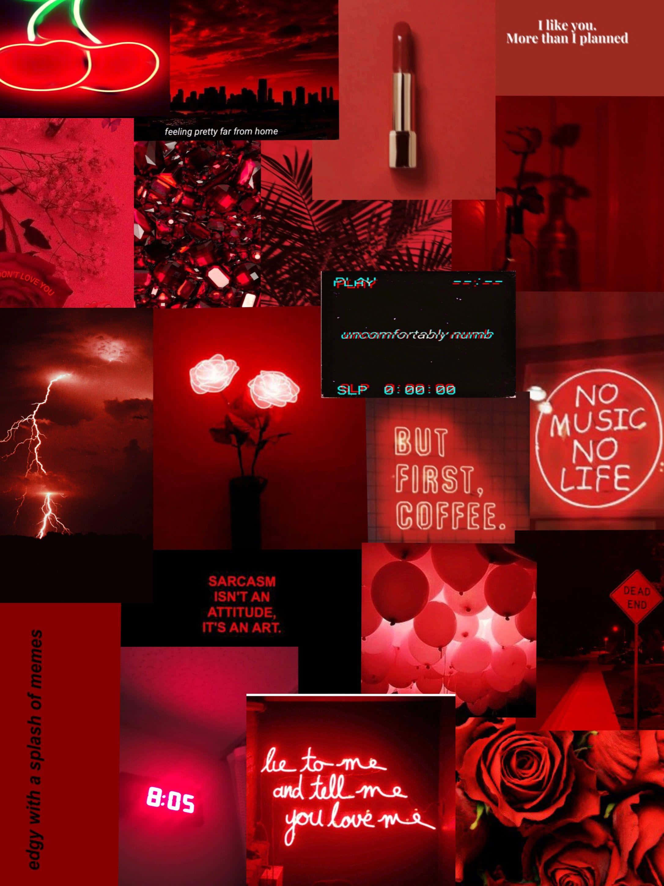 red, neon signs, roses, 2K Phone Wallpaper