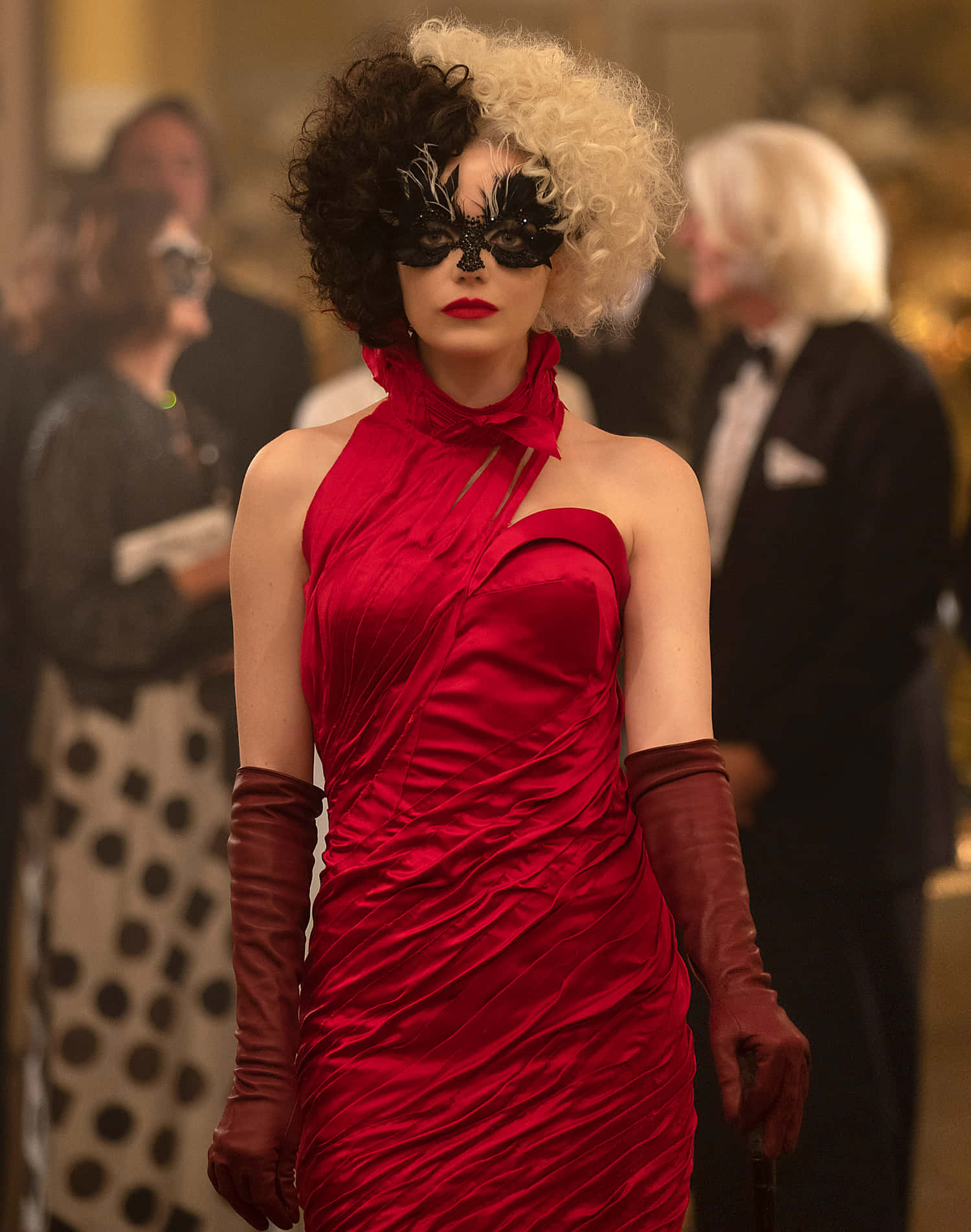 red dress, black mask, glamorous party, HD Phone Wallpaper