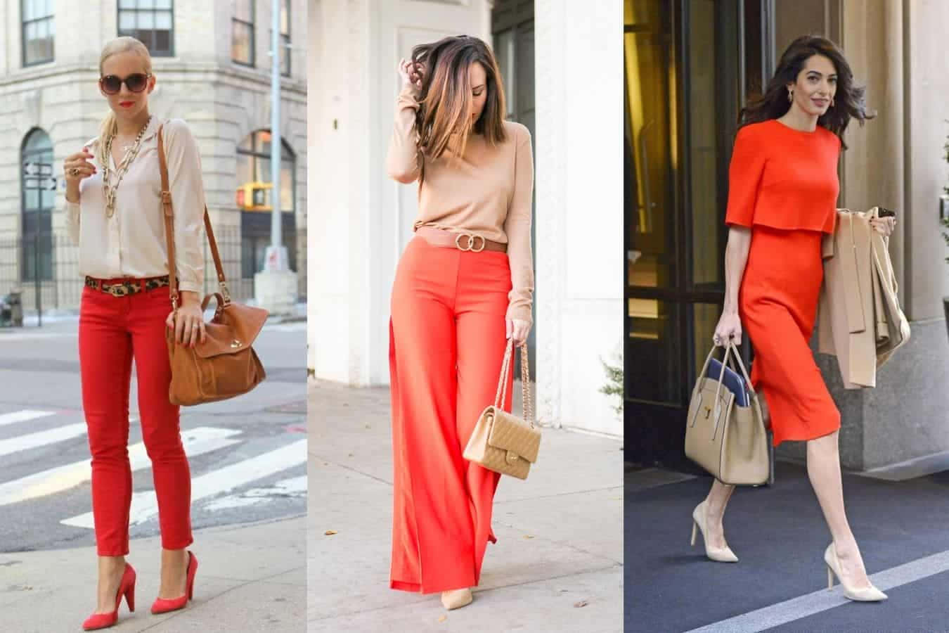 red clothing, urban streets, chic handbags, HD Desktop Wallpaper