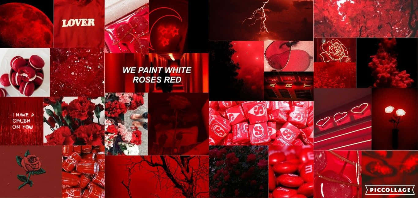 Red Collage, roses, candy hearts, HD Desktop Wallpaper