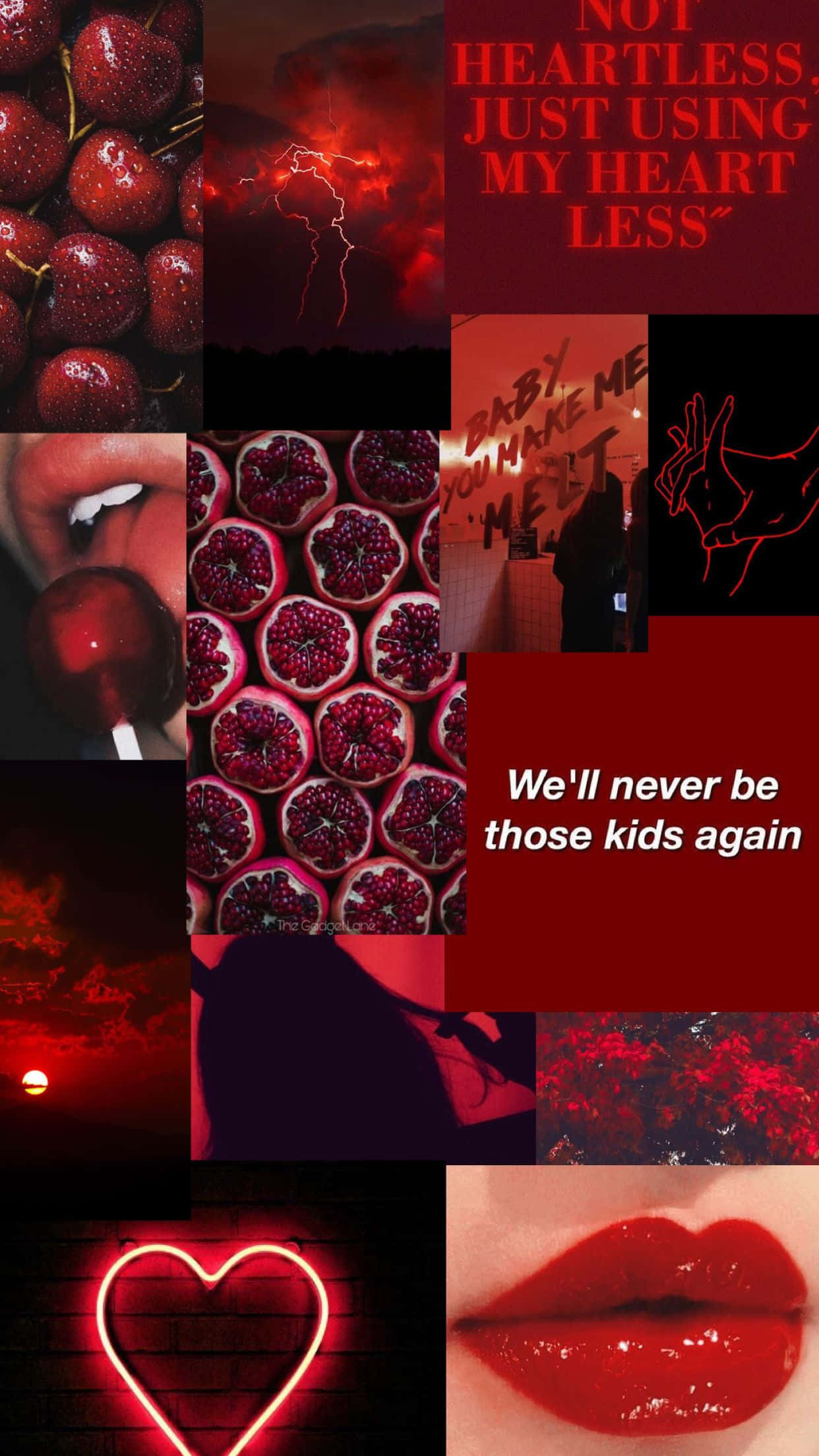 Red Collage, cherry, pomegranate, Full HD Phone Wallpaper