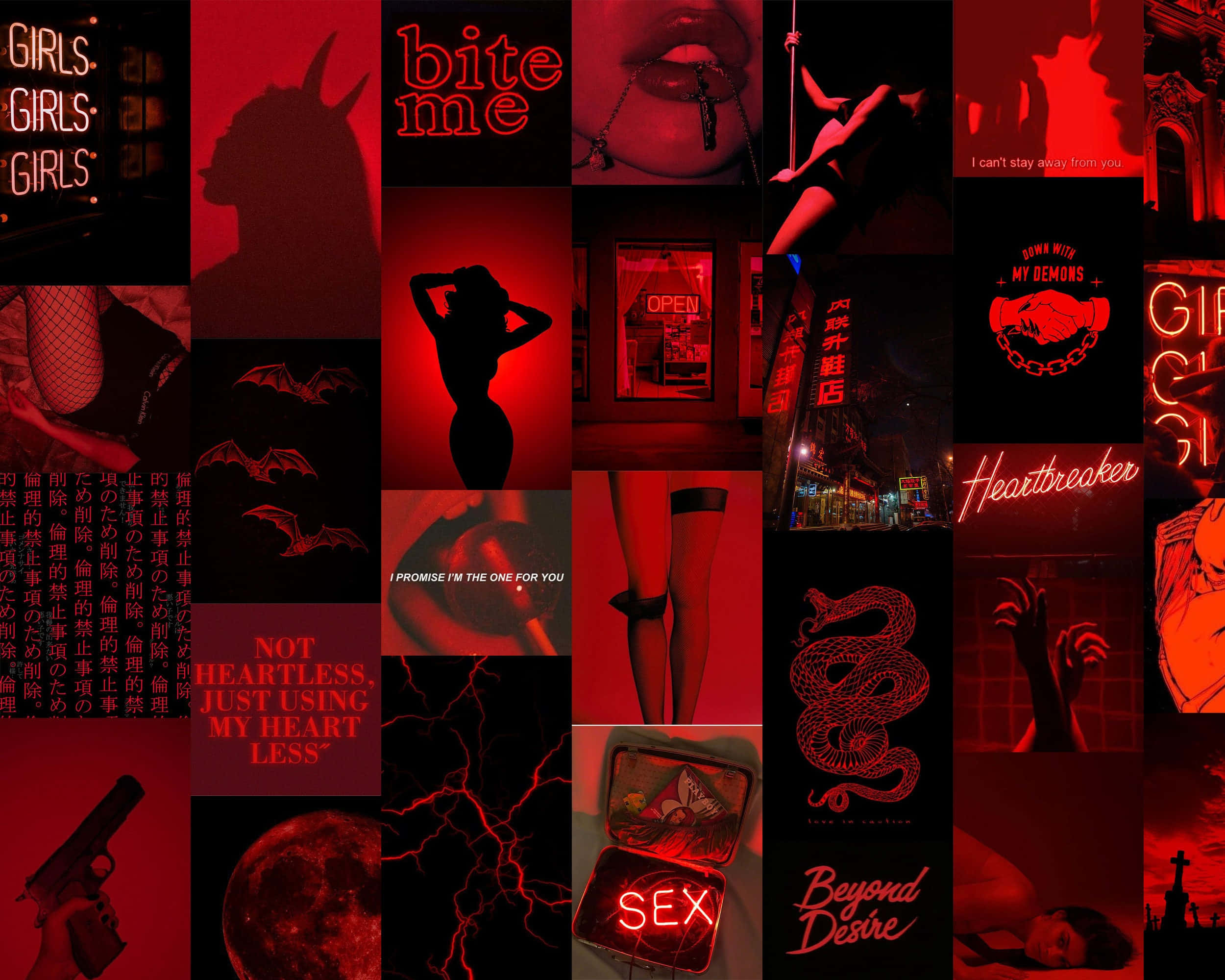 Red Collage, red, black, Full HD Desktop Wallpaper