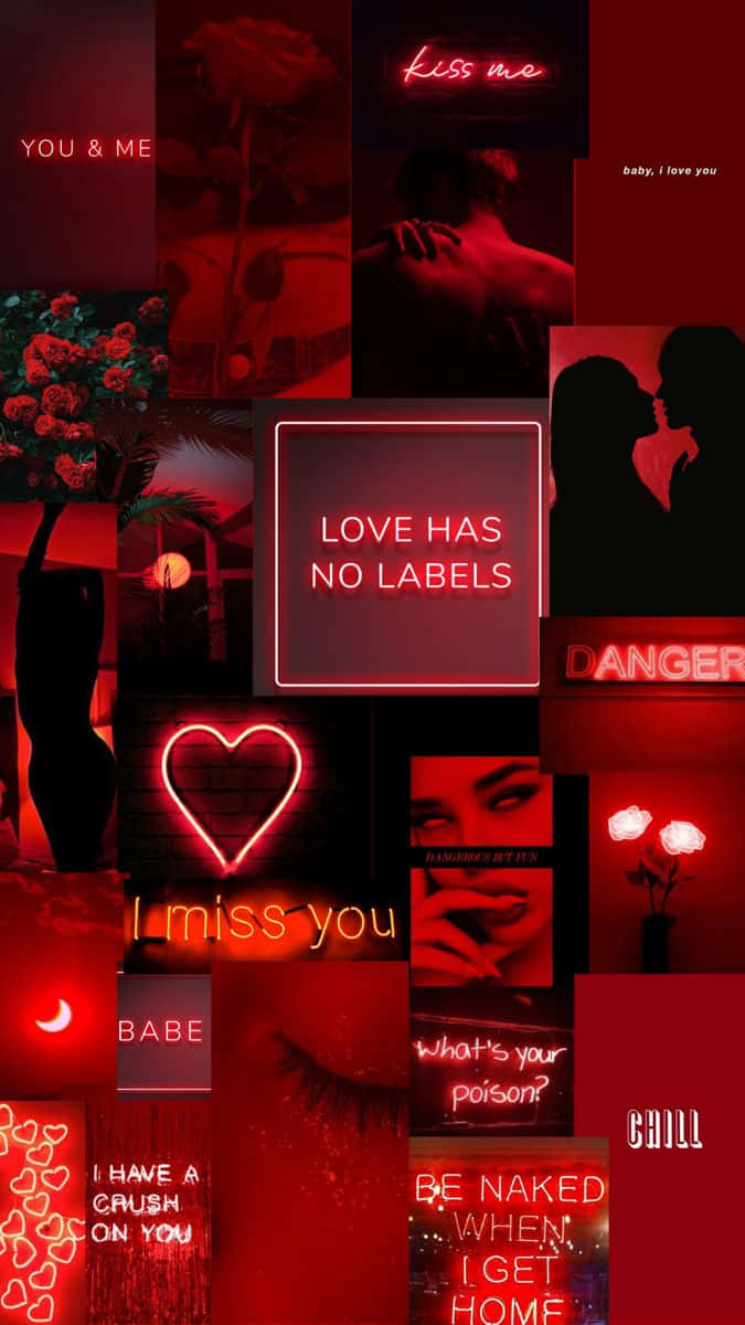 red-toned, neon signs, silhouettes, SD Phone Wallpaper