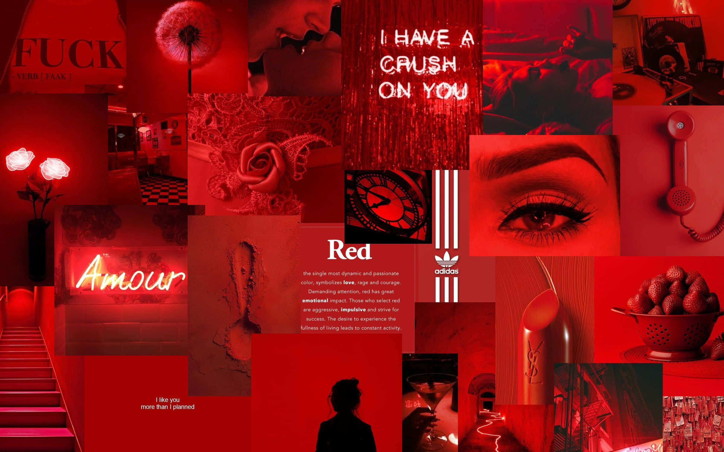 red collage, eyes, lips, Full HD Desktop Wallpaper