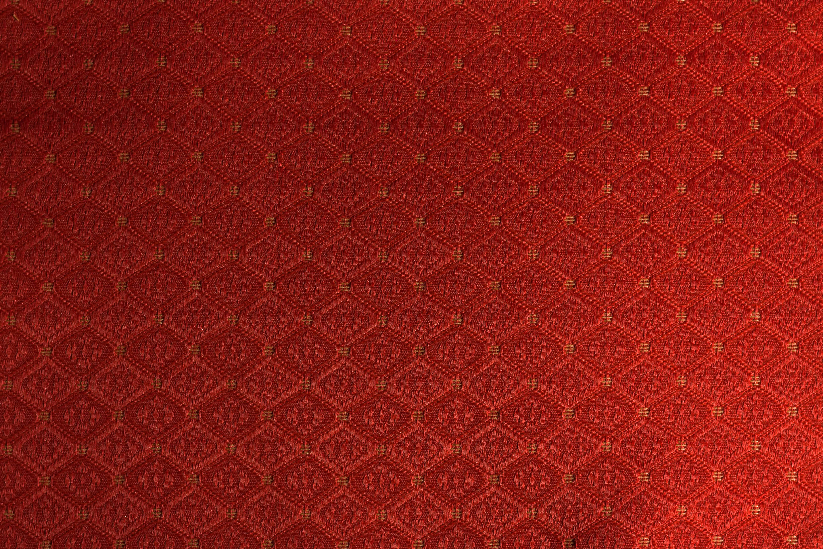 red fabric, diamond weave pattern, gold thread accents, 2K Desktop Wallpaper