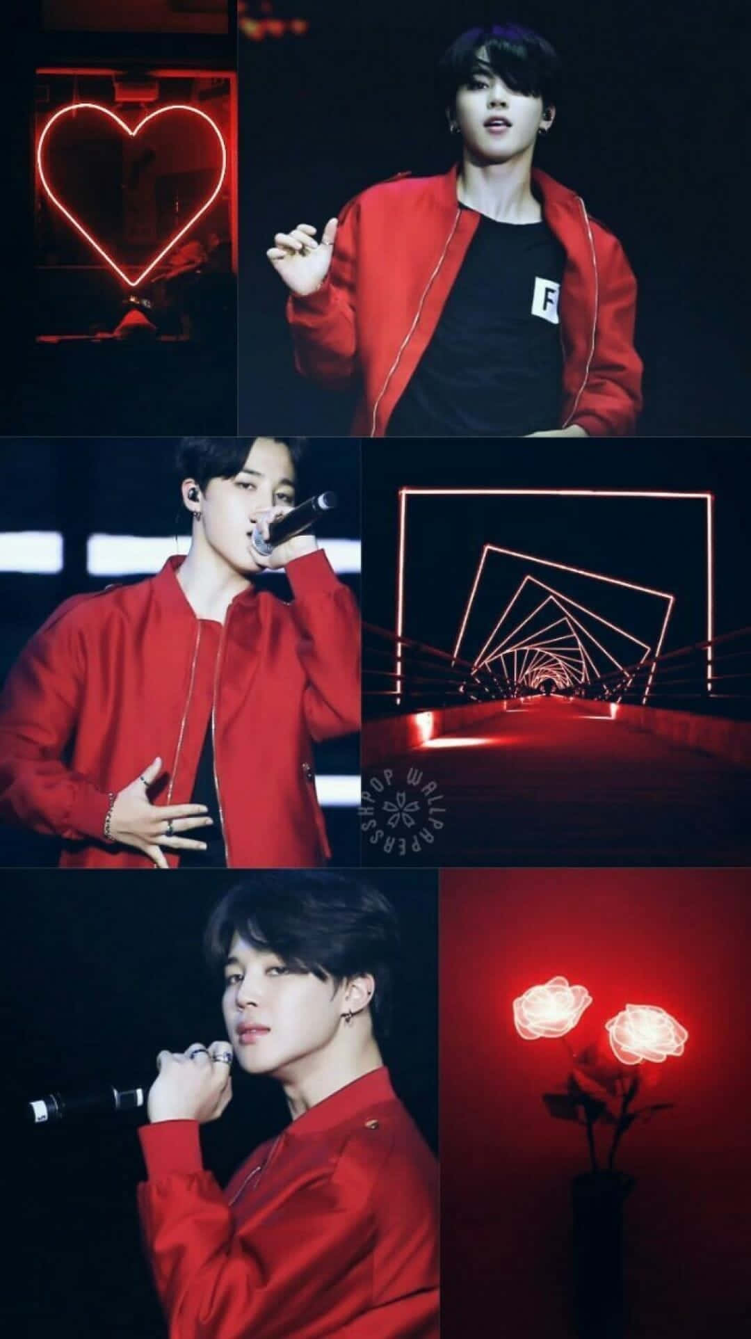 red jacket, glowing red neon lights, hearts, Full HD Phone Wallpaper