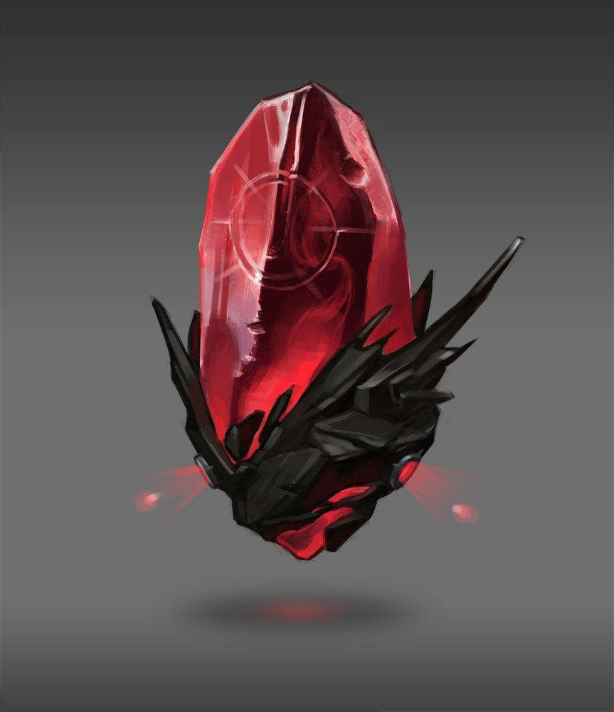 floating red crystal, glowing red crystal, black spiky base, SD Phone Wallpaper