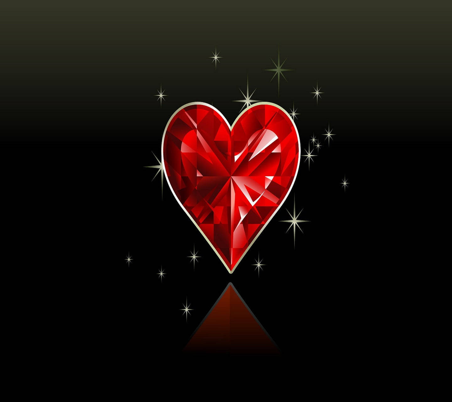 Red Heart Crystal, red gemstone heart, golden trim, HD Desktop Wallpaper