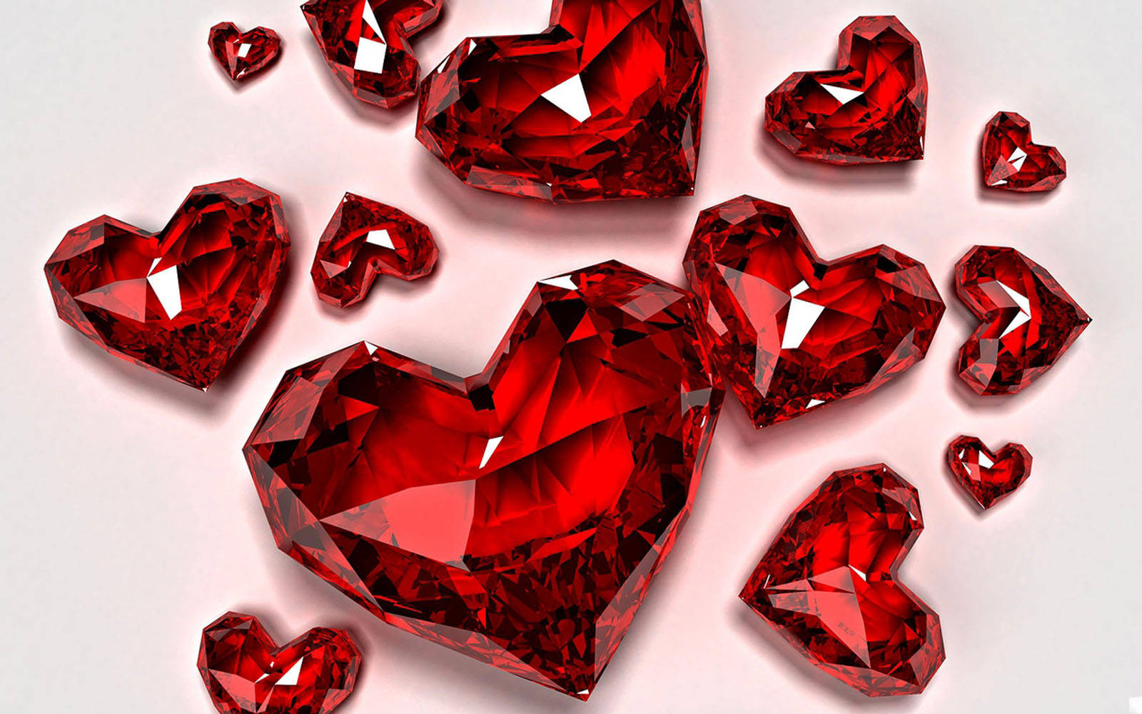 Red Crystal, glam hearts, glossy red, HD Desktop Wallpaper