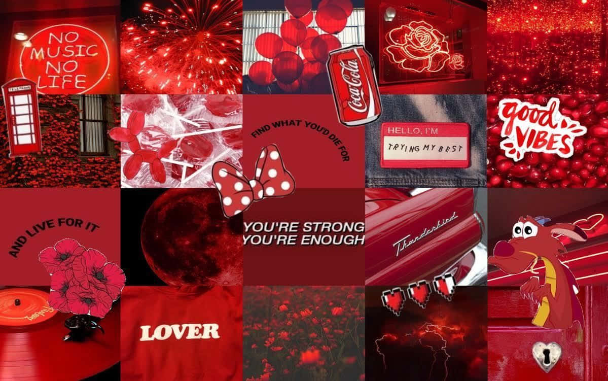 Red Cute Aesthetic, vibrant red, pop culture icons, SD Desktop Wallpaper