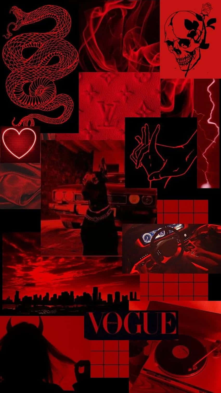 red, black, skulls, HD Phone Wallpaper