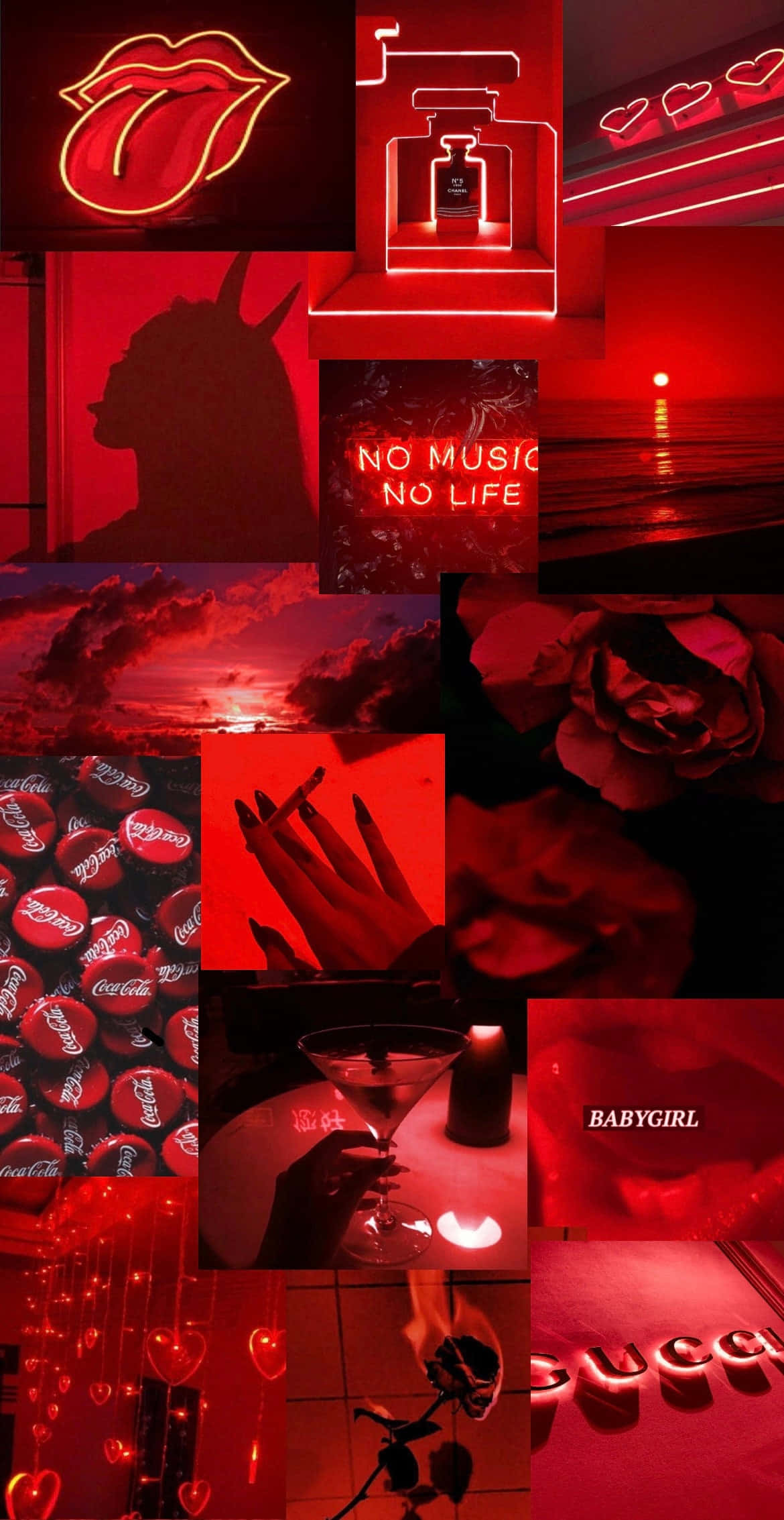 Red Cute Aesthetic, neon signs, lips, Full HD Phone Wallpaper