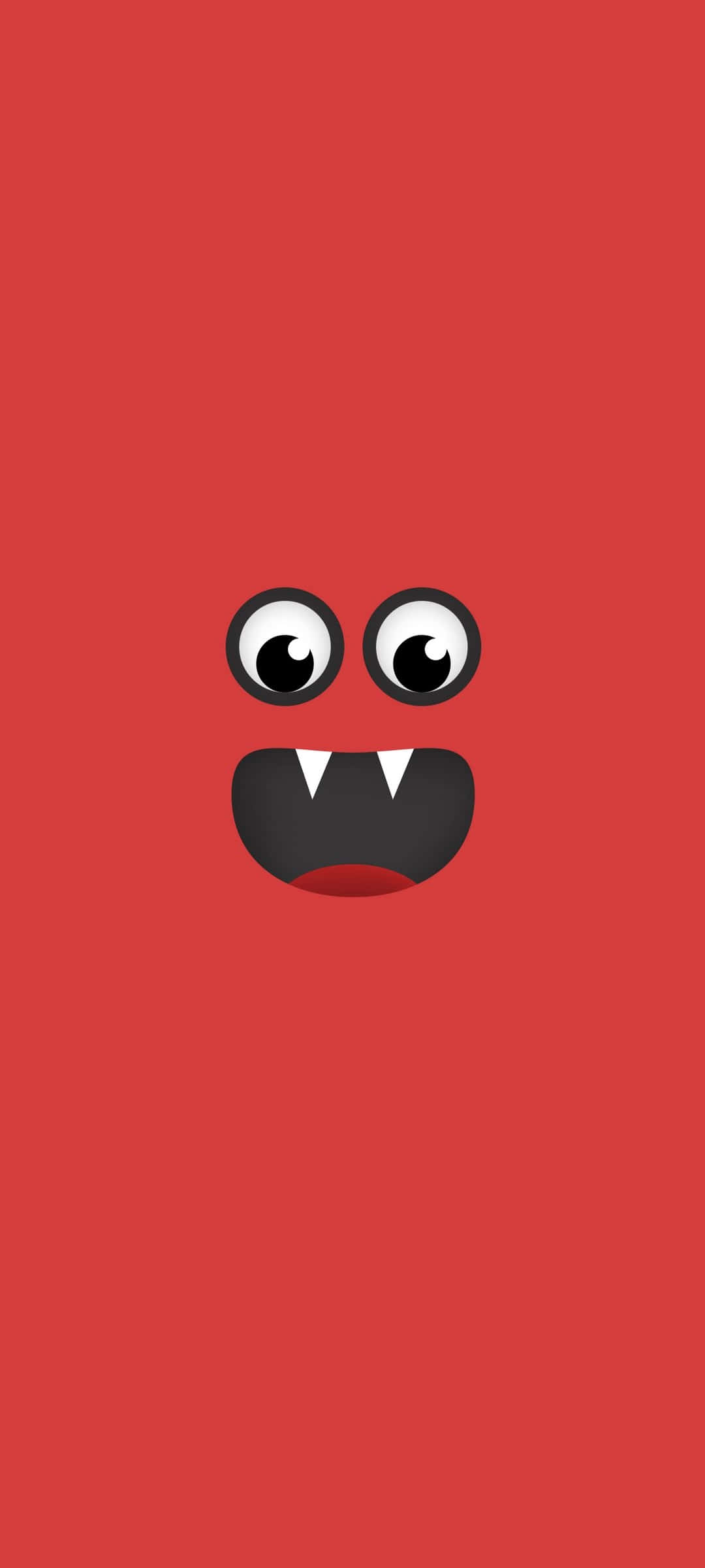 red monster face, black eyes, big eyes, Full HD Phone Wallpaper