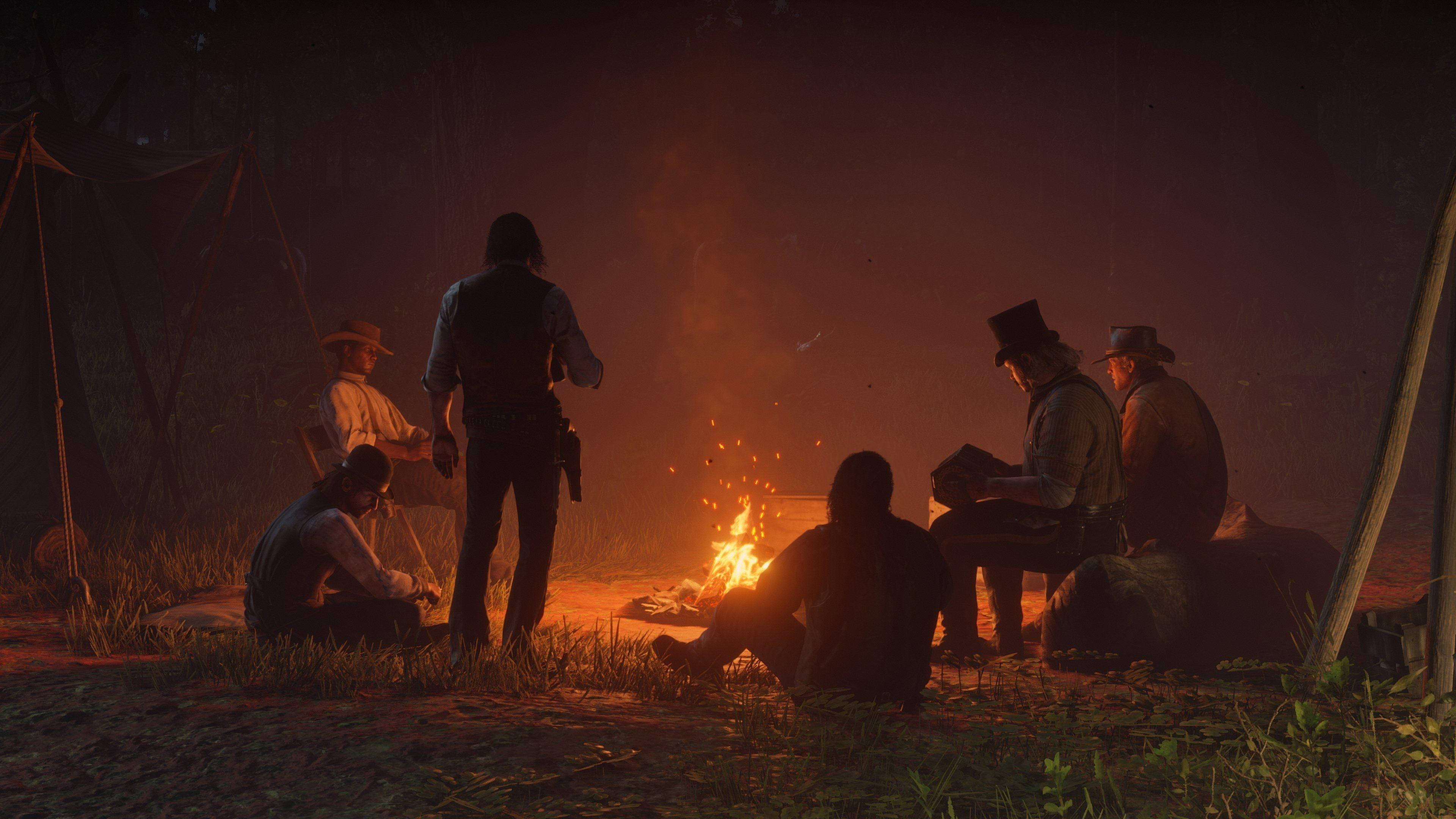 Red Dead Redemption 2, 4K, bonfire gang, 4K Desktop Wallpaper