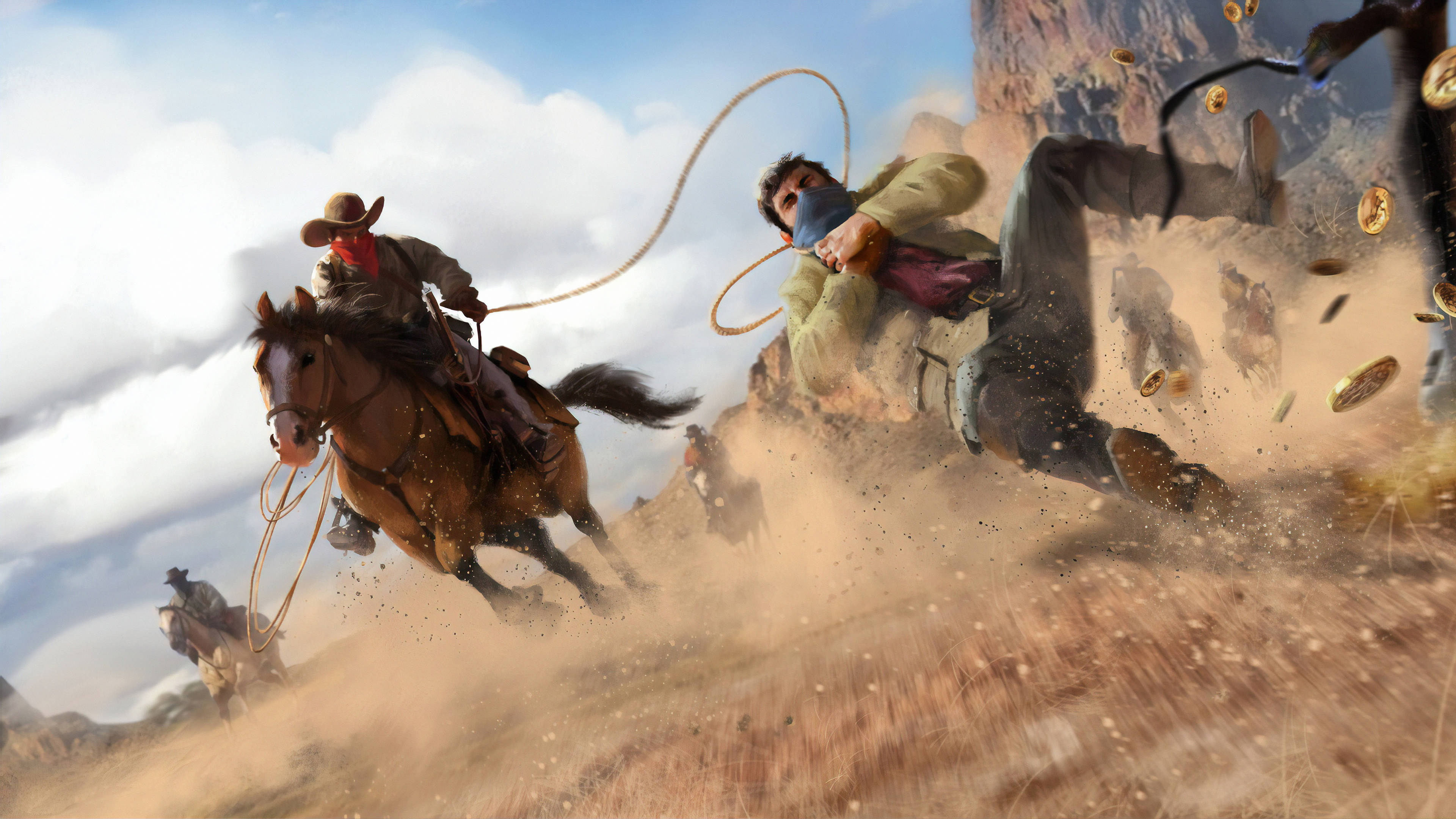 Red Dead Redemption 2, cowboy, galloping horse, 4K Desktop Wallpaper