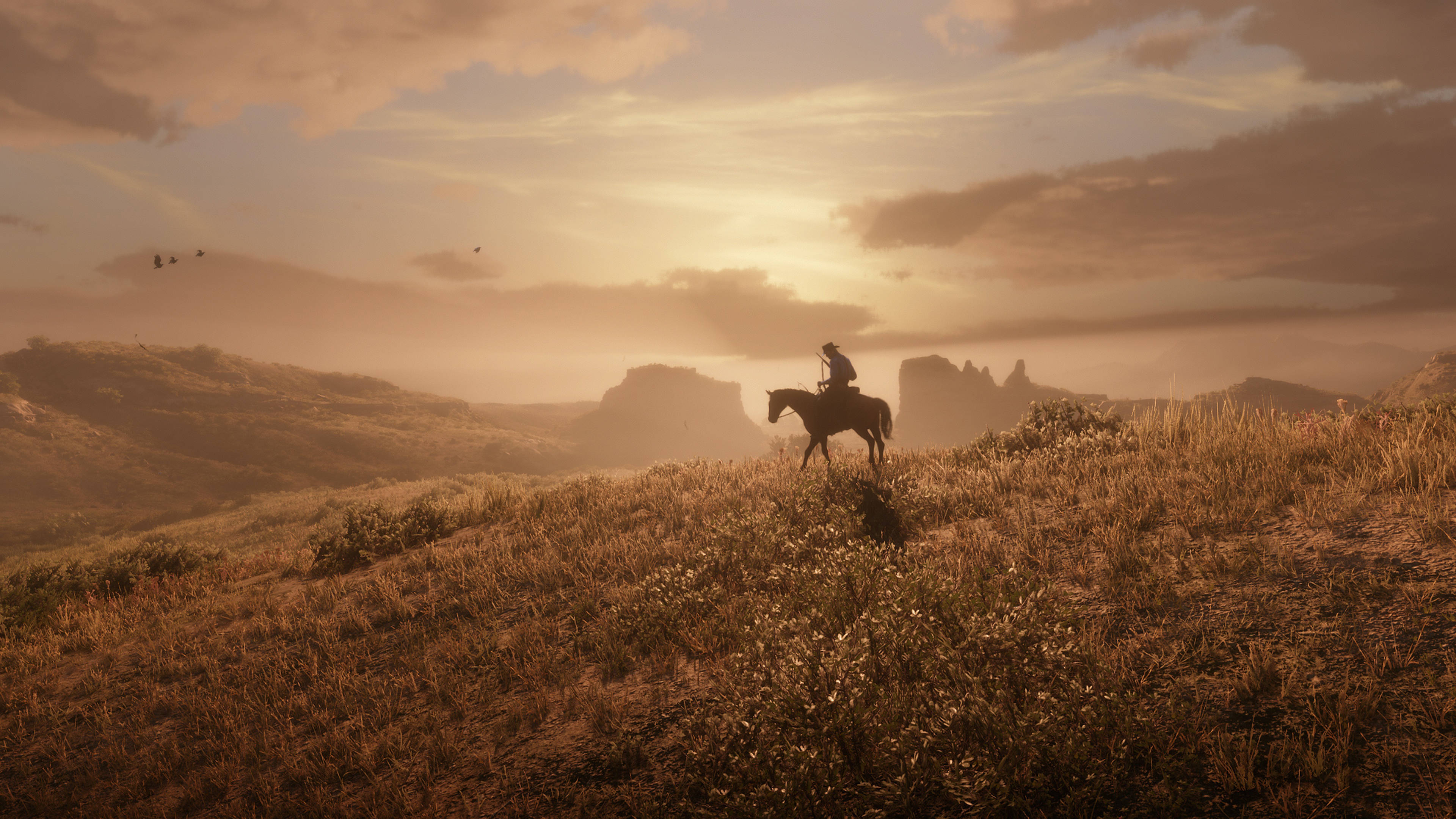 Red Dead Redemption 2, desktop, golden sunset, 4K Desktop Wallpaper