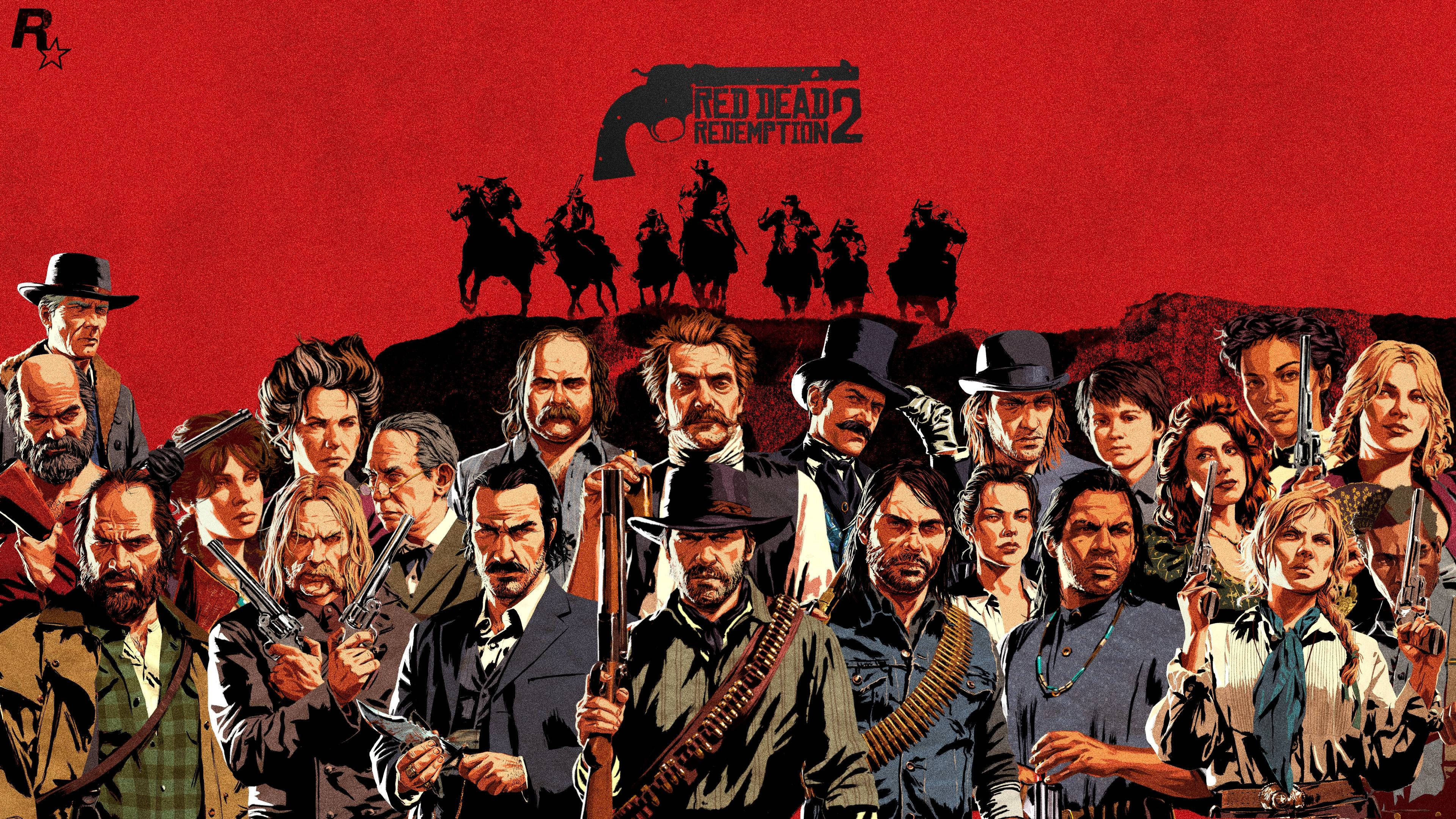Red Dead Redemption 2, main characters, frontier attire, 4K Desktop Wallpaper