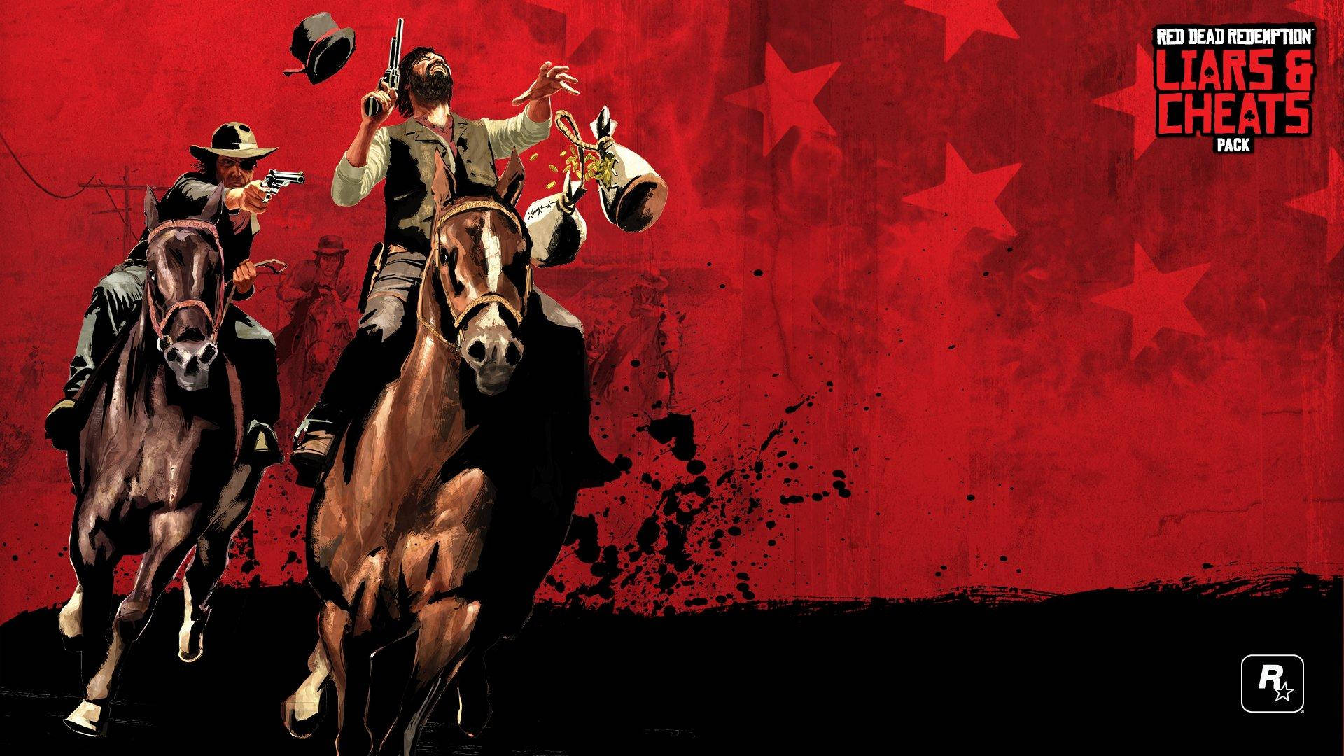 Red Dead Redemption 2, cowboys, galloping horses, Full HD Desktop Wallpaper