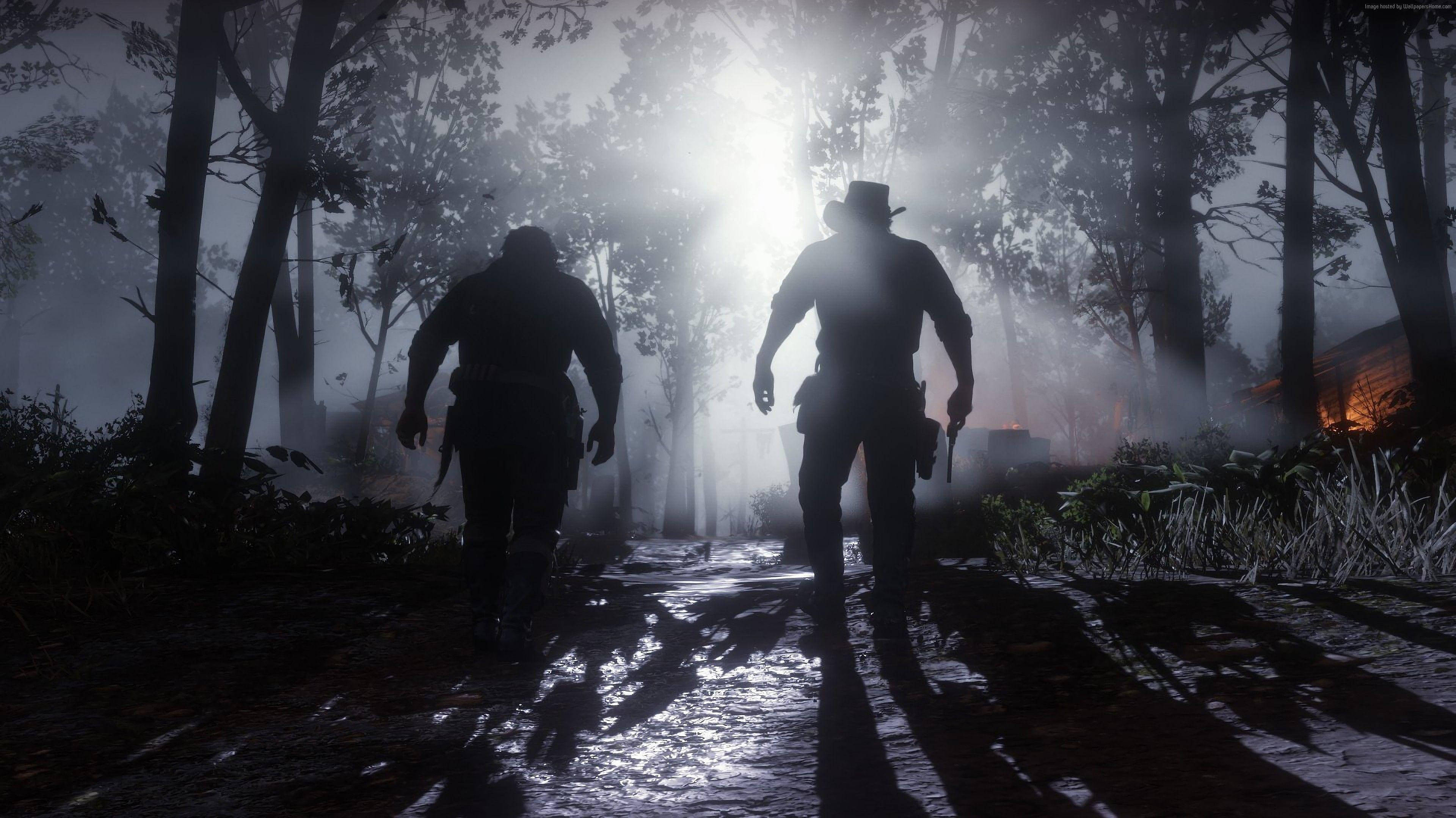 Red Dead Redemption 2, 4K, silhouette, 4K Desktop Wallpaper
