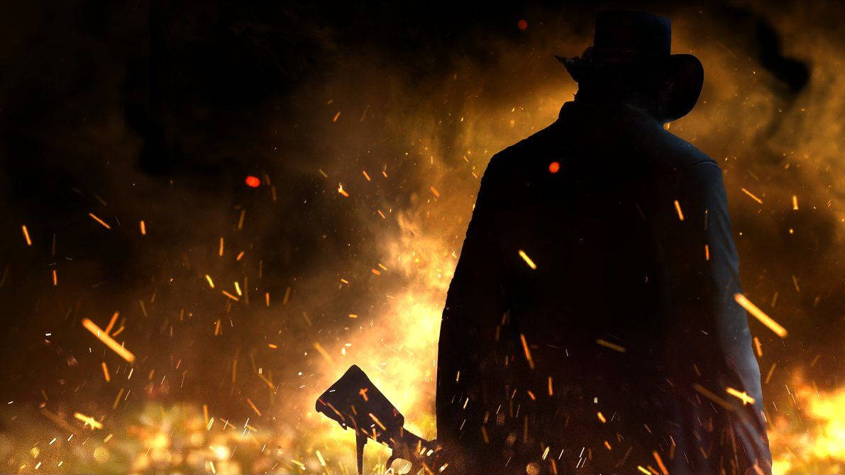 Red Dead Redemption 2, cowboy, silhouette, SD Desktop Wallpaper