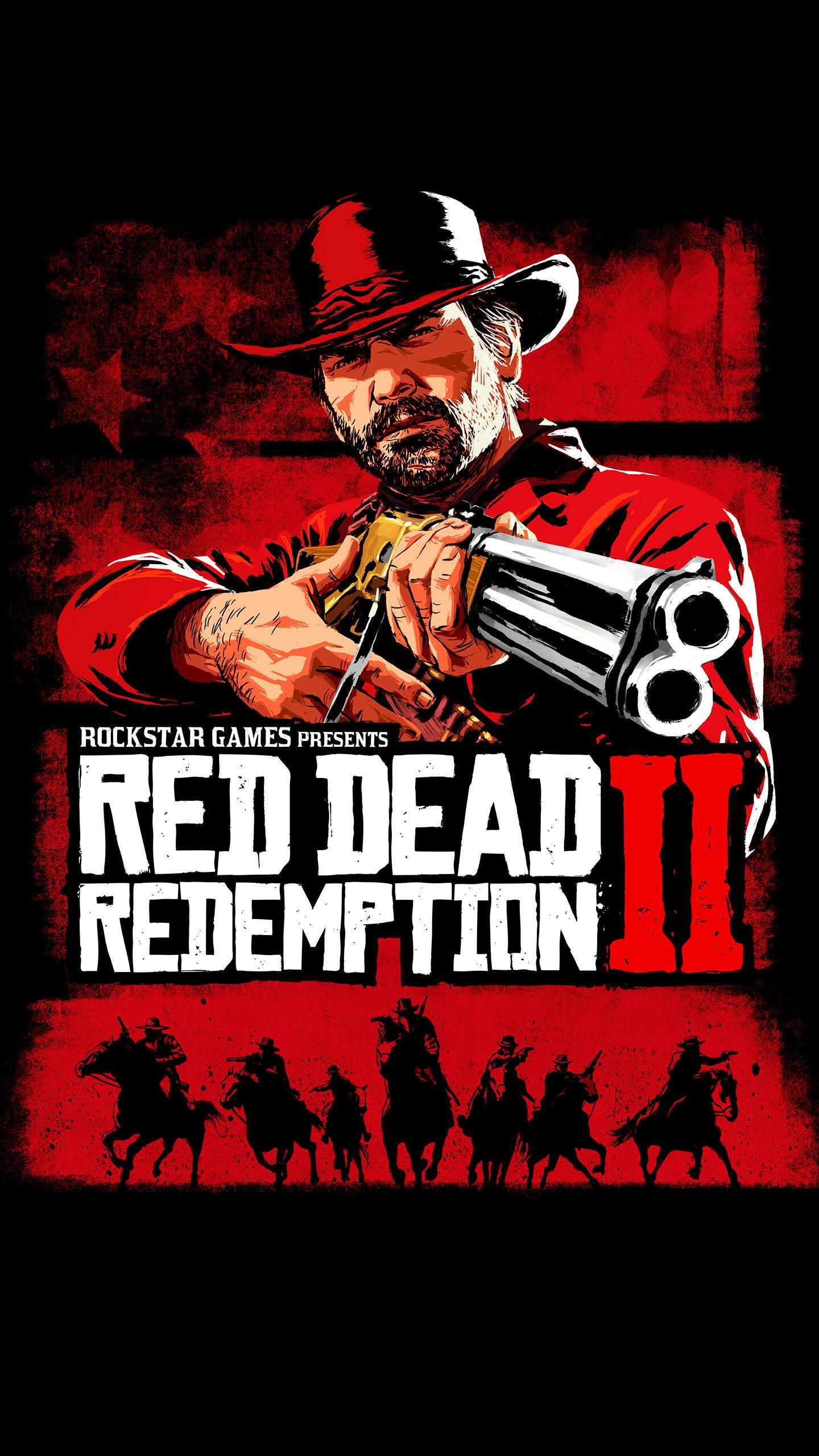 Red Dead Redemption 2, bearded cowboy, revolver, 2K Phone Wallpaper