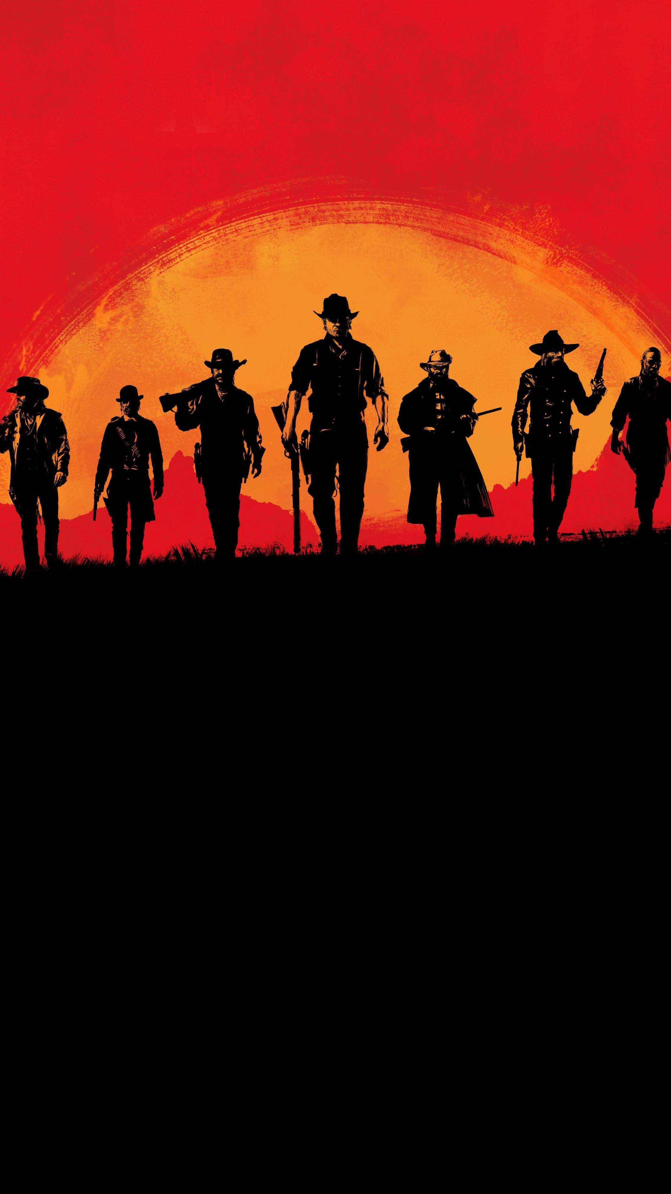 Red Dead Redemption, 4K, fiery red and orange sunset sky, 4K Phone Wallpaper