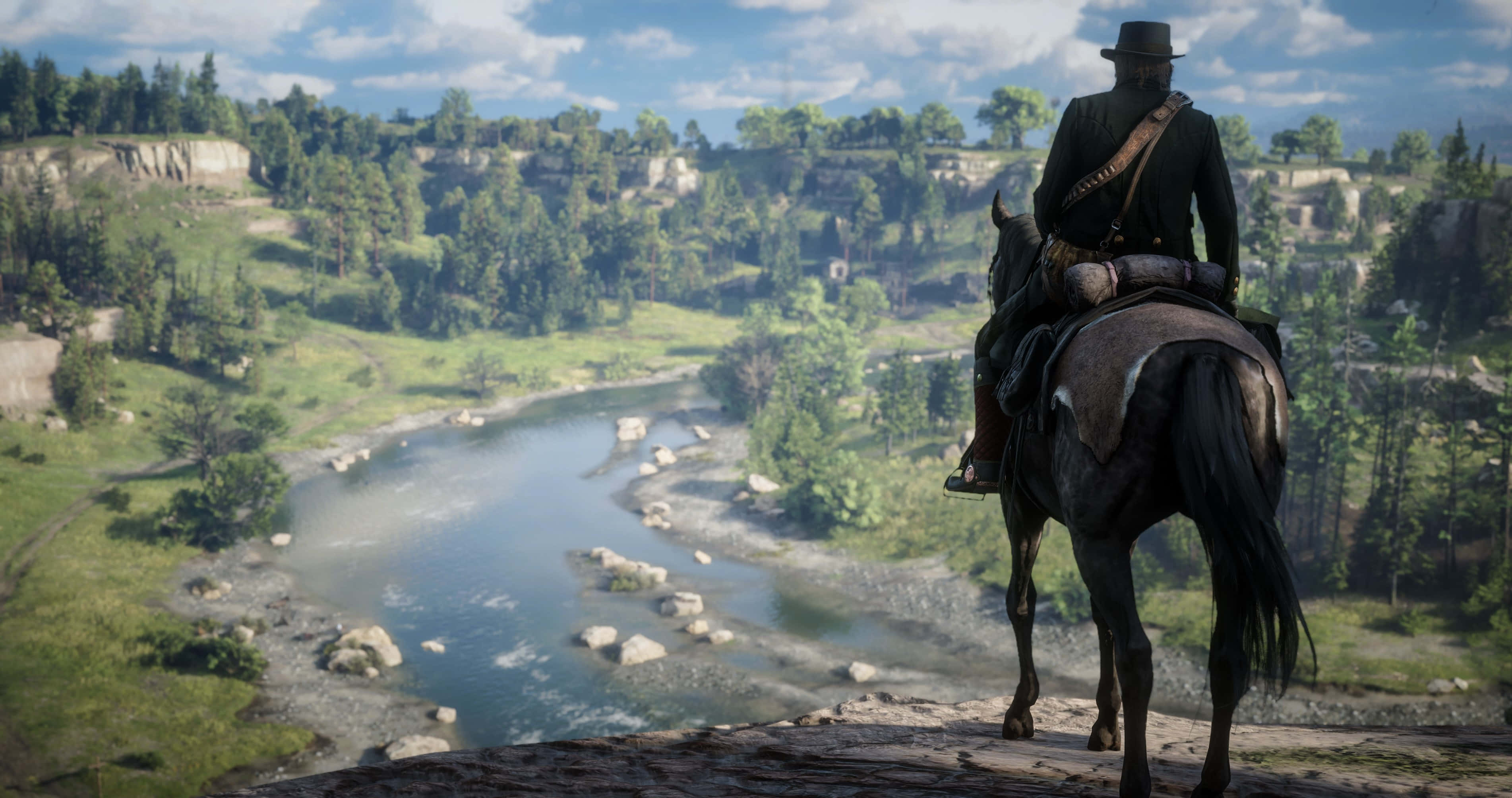 Red Dead Redemption 2, cowboy, dark horse, 2K Desktop Wallpaper