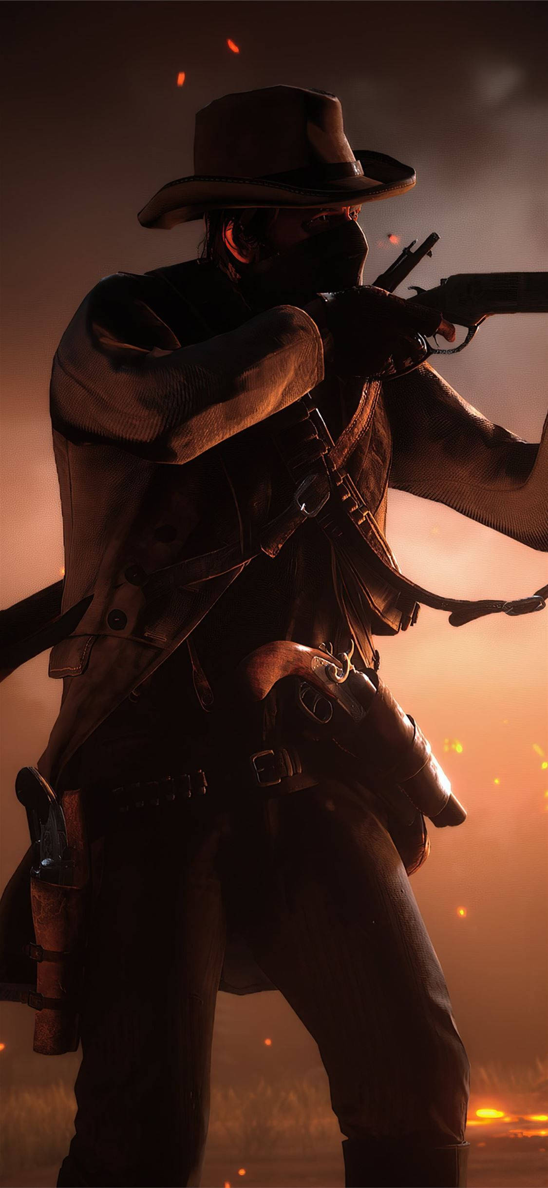 Red Dead Redemption, masked cowboy, wide-brimmed hat, Full HD Phone Wallpaper