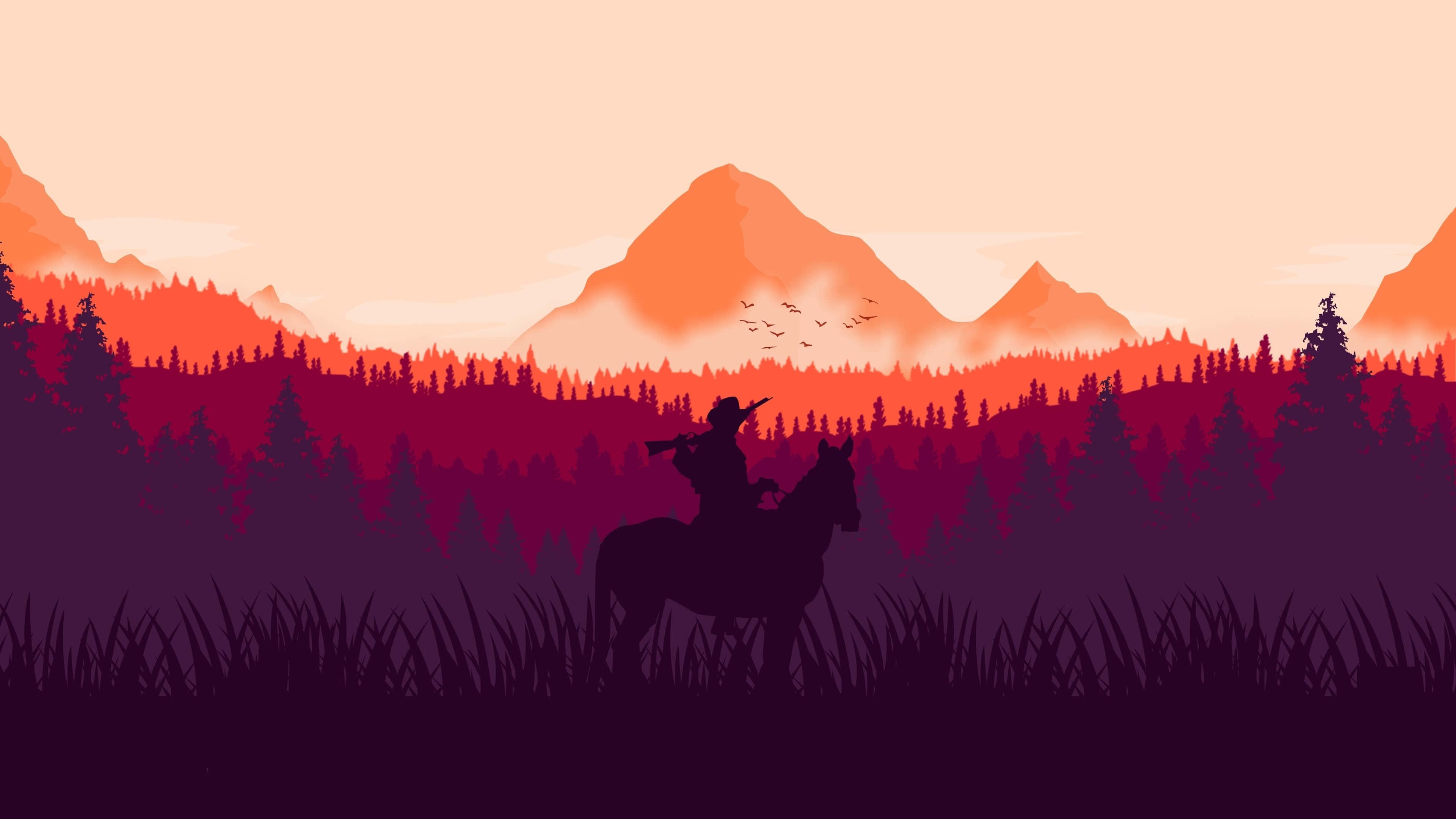 Red Dead Redemption 4K, lone rider, horseback, 4K Desktop Wallpaper