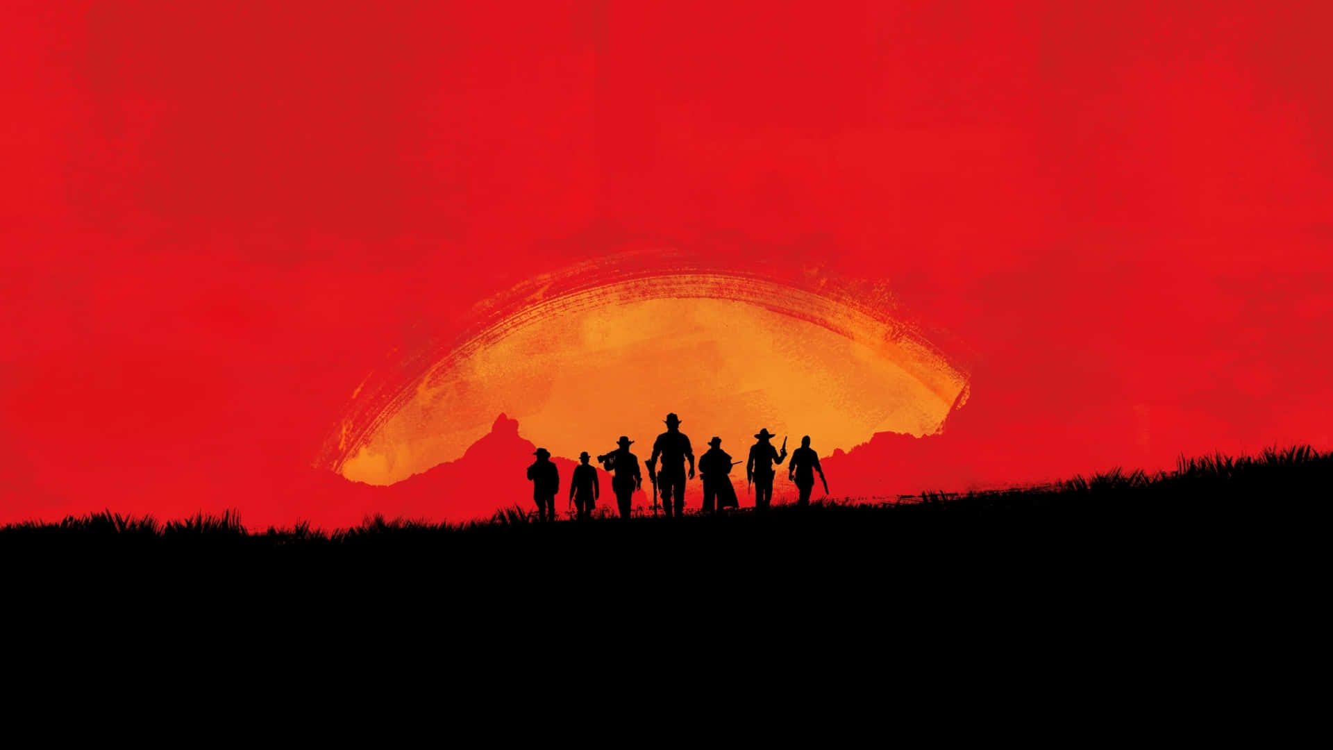 Red Dead Redemption, cowboys, fiery red sunset, Full HD Desktop Wallpaper