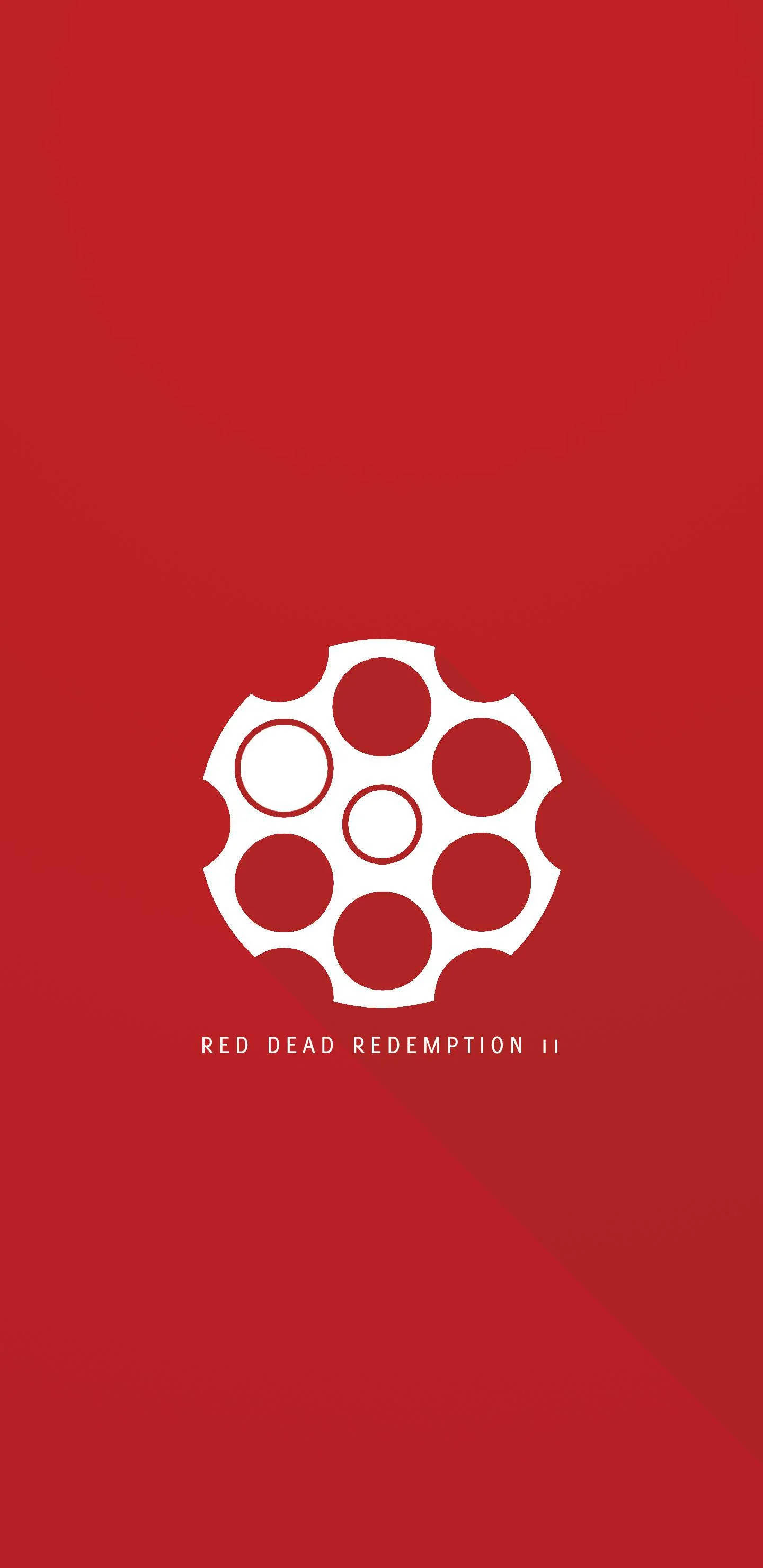 Red Dead Redemption II, white revolver cylinder icon, bold red gradient background, 2K Phone Wallpaper