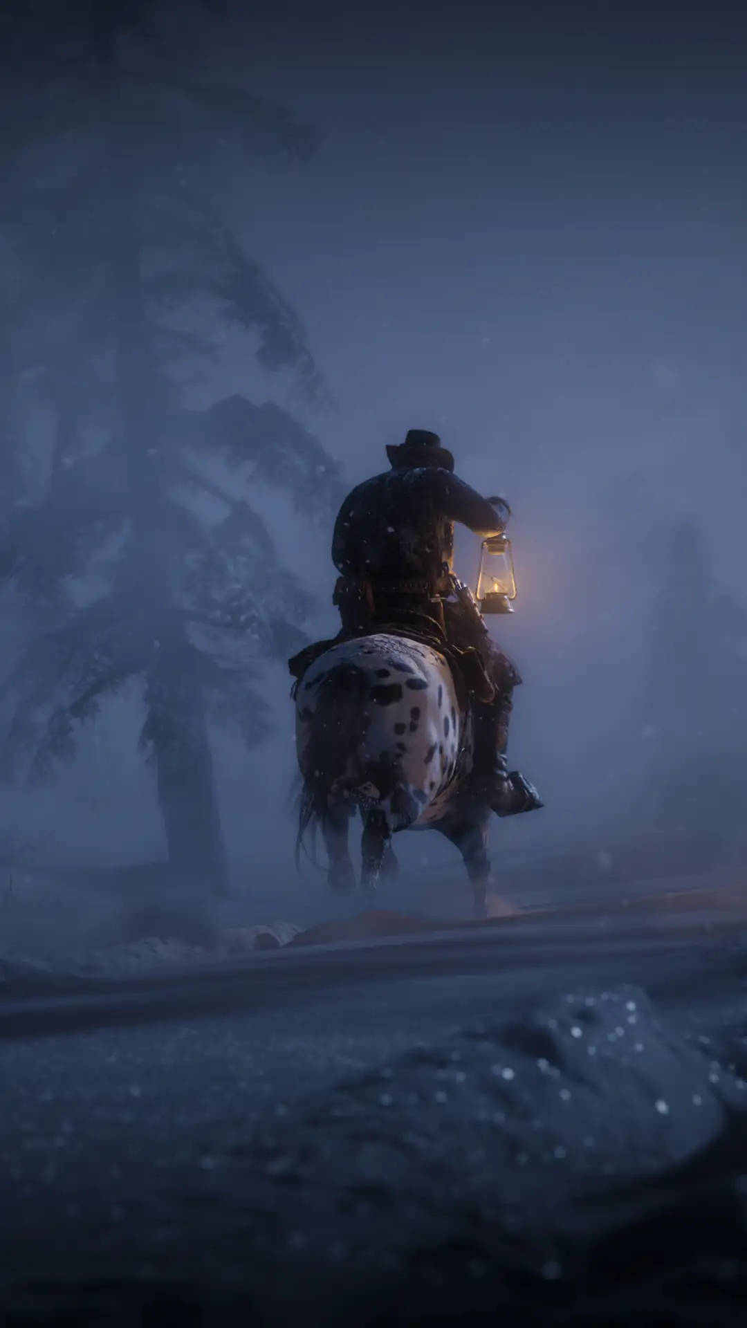 Red Dead Redemption II, dappled horse, glowing lantern, Full HD Phone Wallpaper