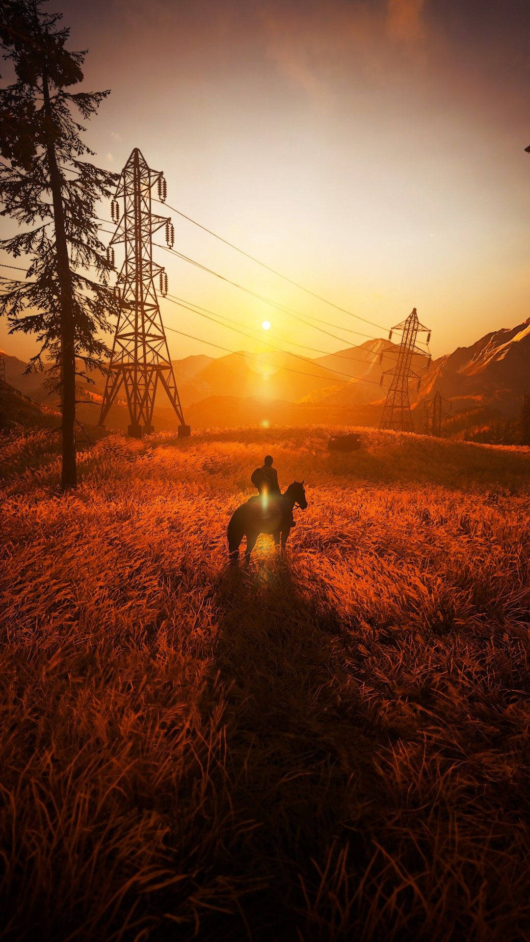 Red Dead Redemption II, phone, golden sunset, Full HD Phone Wallpaper