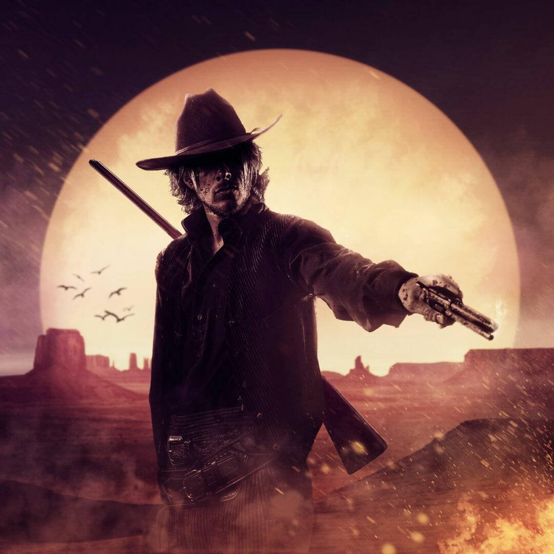 Red Dead Redemption, fiery art, cowboy, SD Desktop Wallpaper
