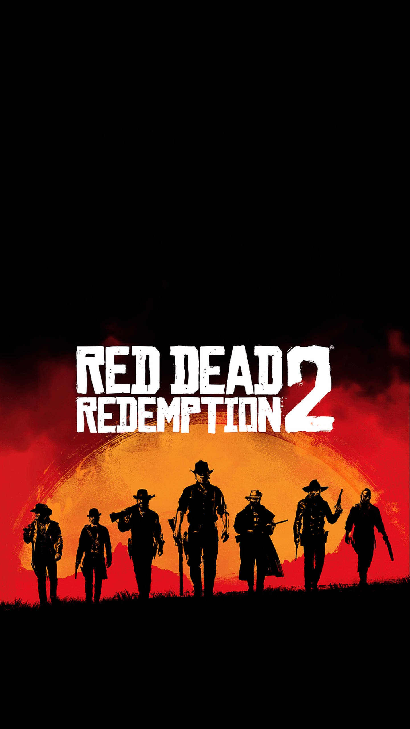 Red Dead Redemption, iPhone, silhouetted cowboys, 2K Phone Wallpaper