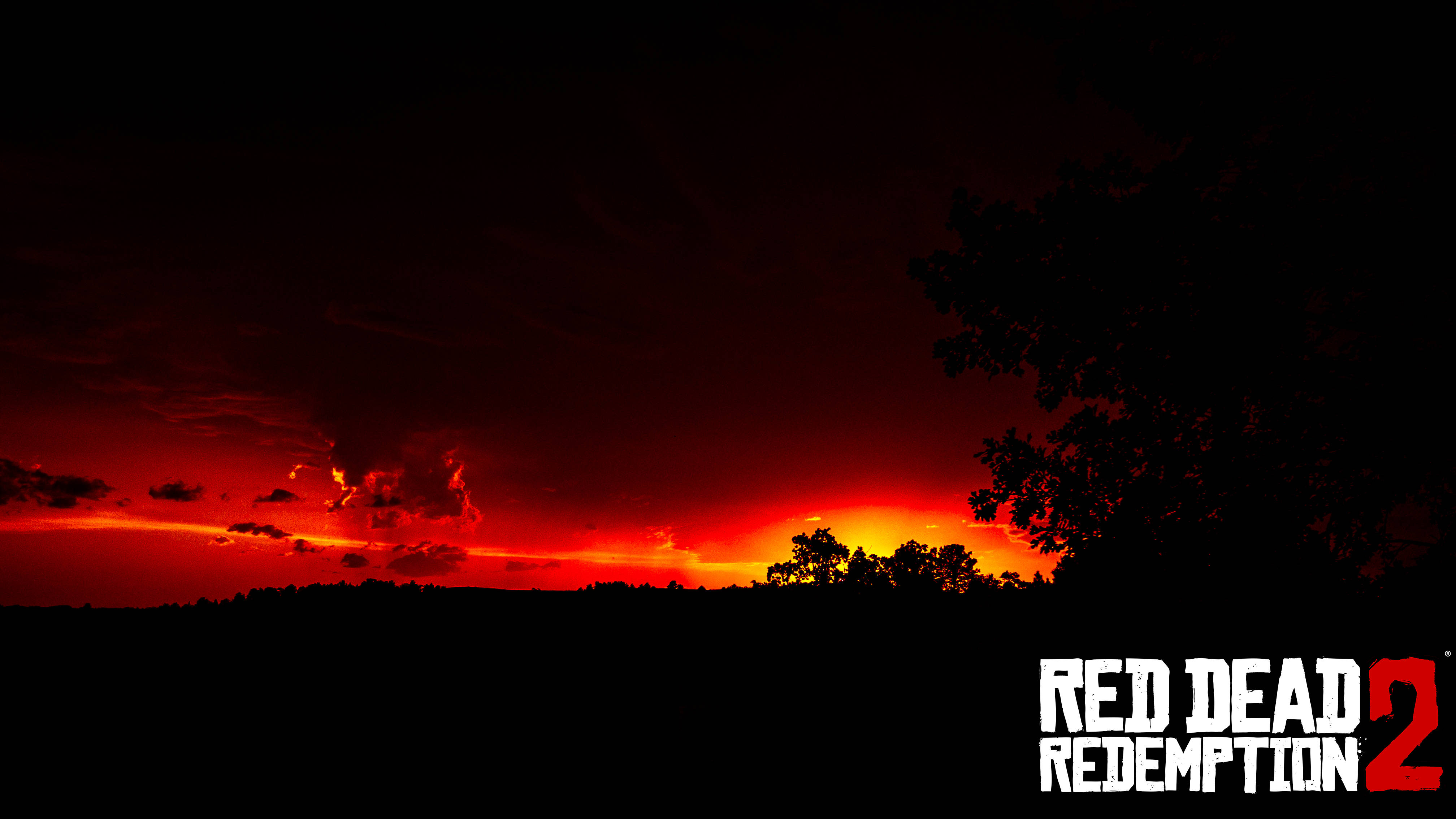 Red Dead Redemption 2, sunset sky, fiery red sunset, 4K Desktop Wallpaper